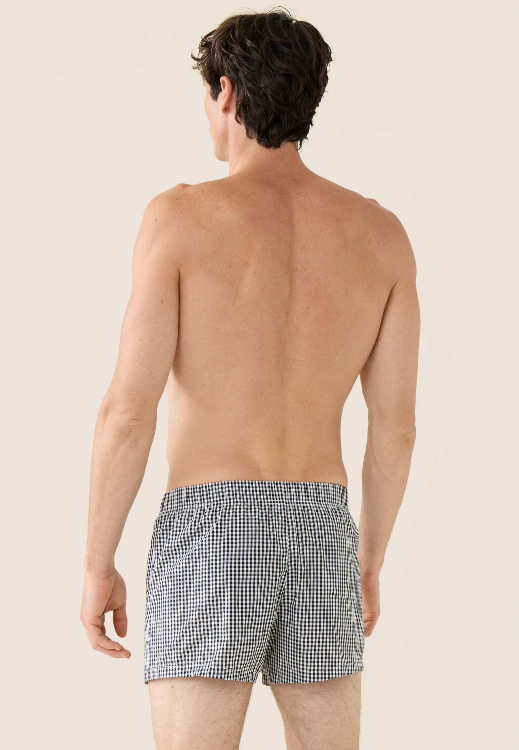Black cotton checked boxer shorts - Jacques Black Vichy Tiles