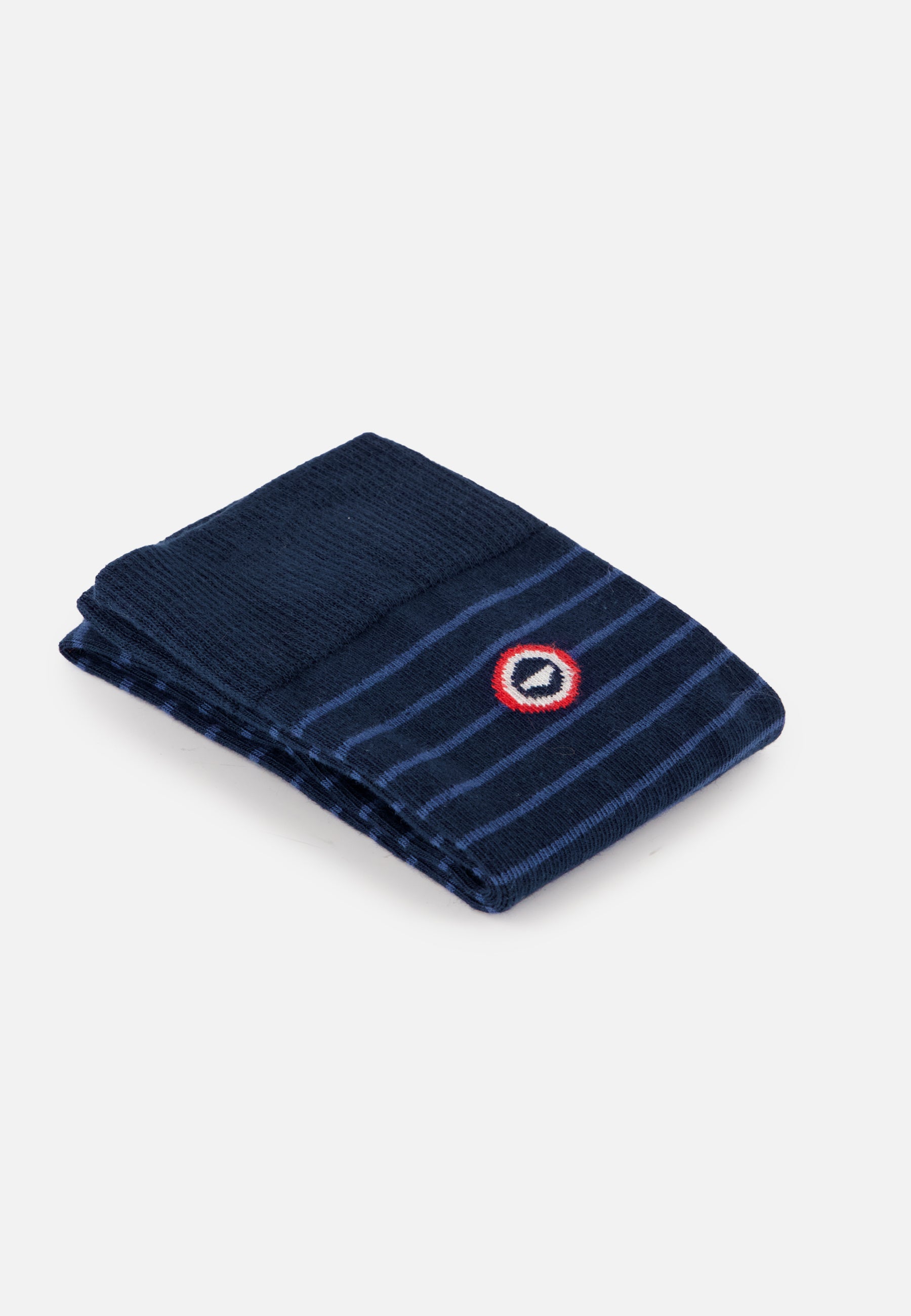 Navy blue mid-calf socks with steel gray stripes - Robust Navy Steel Stripes