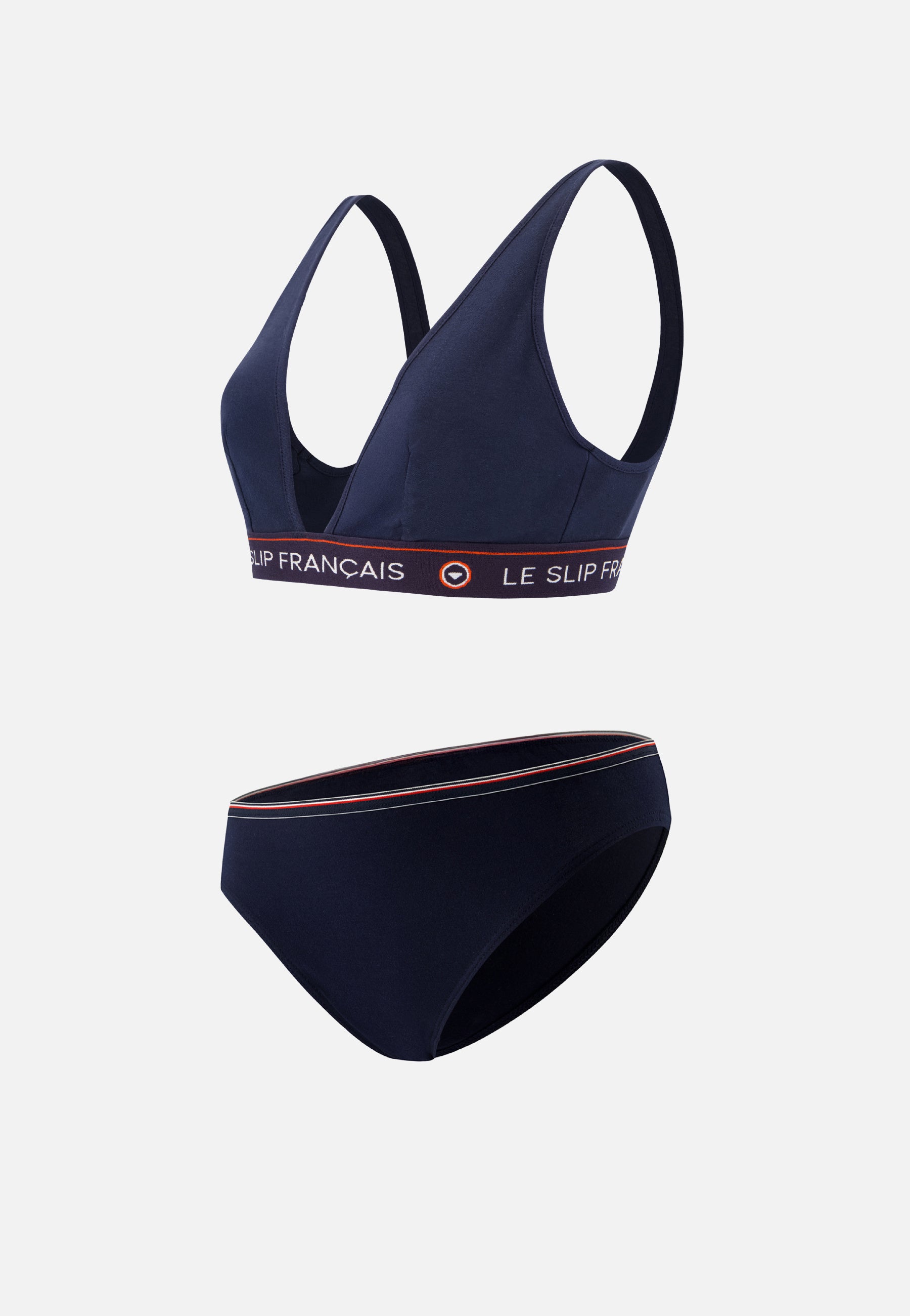 Ensemble culotte soutien-gorge triangle en coton - Ensemble Séduisante Lucette Marine