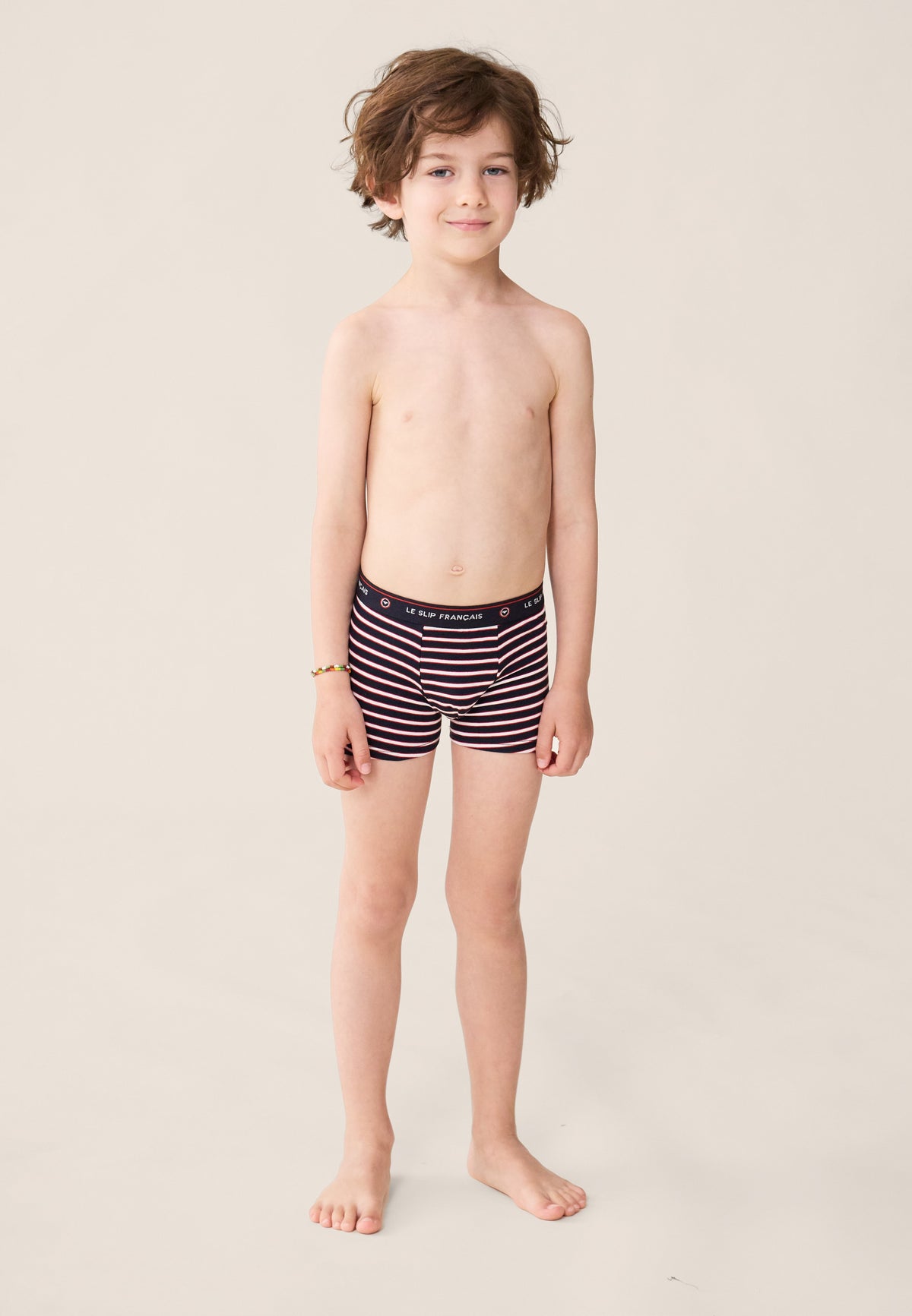 Boxer enfant à rayures tricolores en coton - Petit Joseph Rayure Tricolore