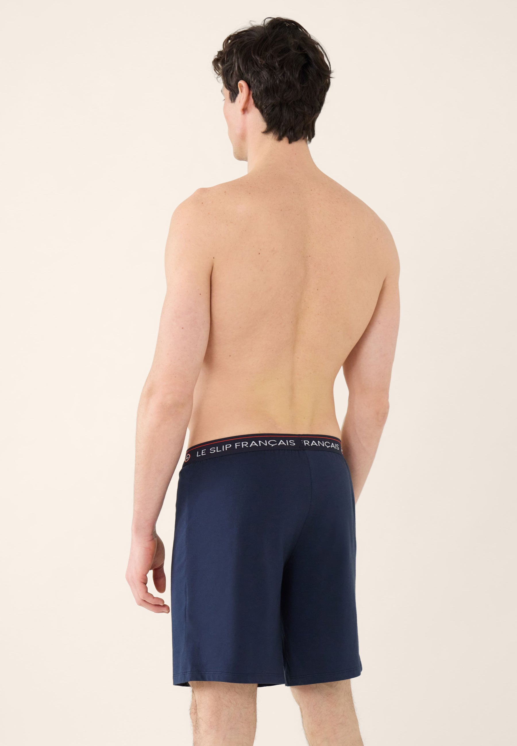 Blue cotton short pajama bottoms - Invincible Marine Embroidered 'Heart'