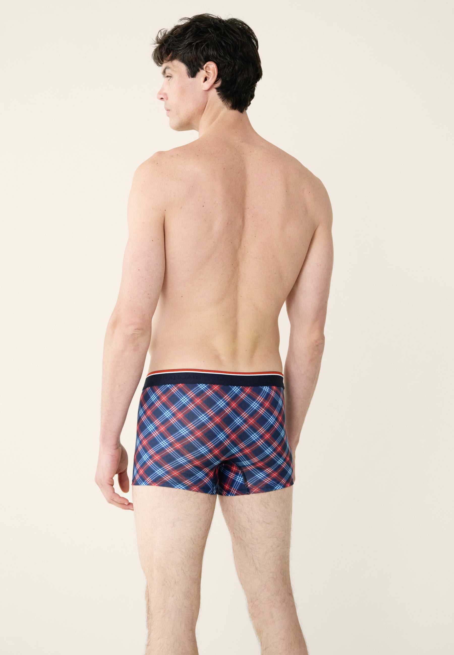 Tricolor checkered boxer briefs - Marius Tartan Blue White Red