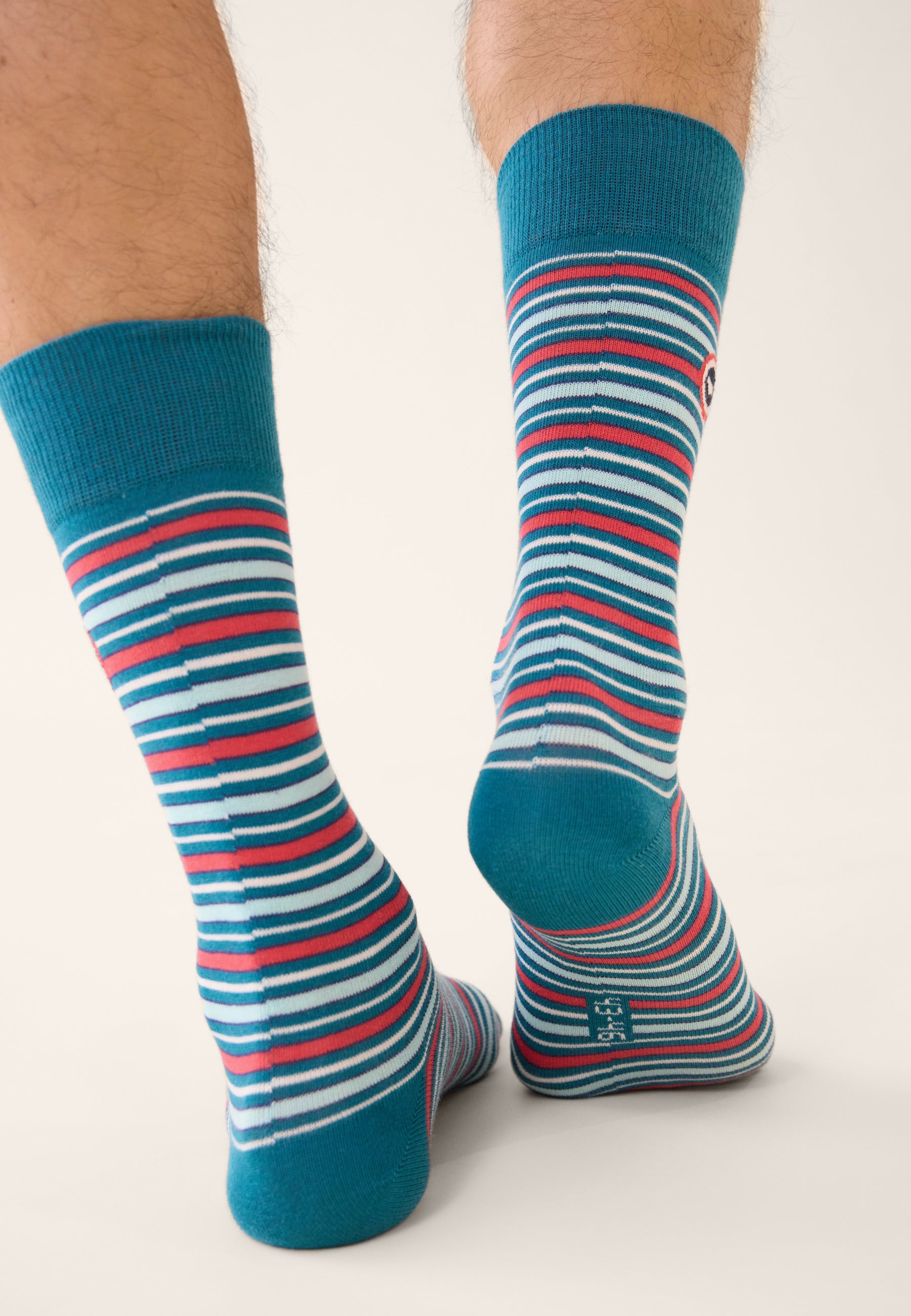 Pink mid-calf socks with mattress stripes - Lucas Mattress Stripe Cherry Pink