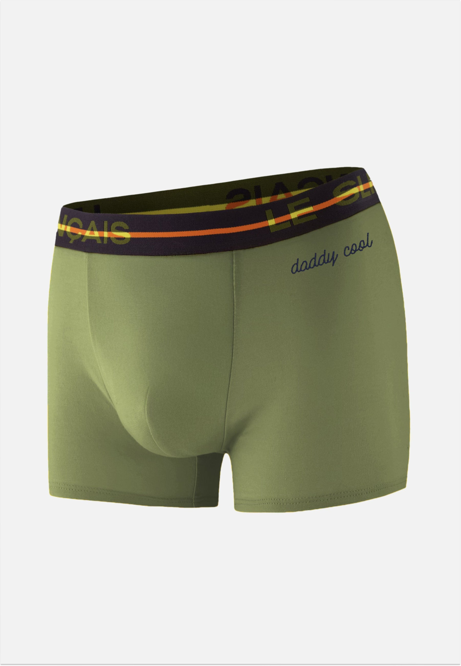 Boxer vert en coton - Redoutable Kaki Veronese Brodé Daddy Cool