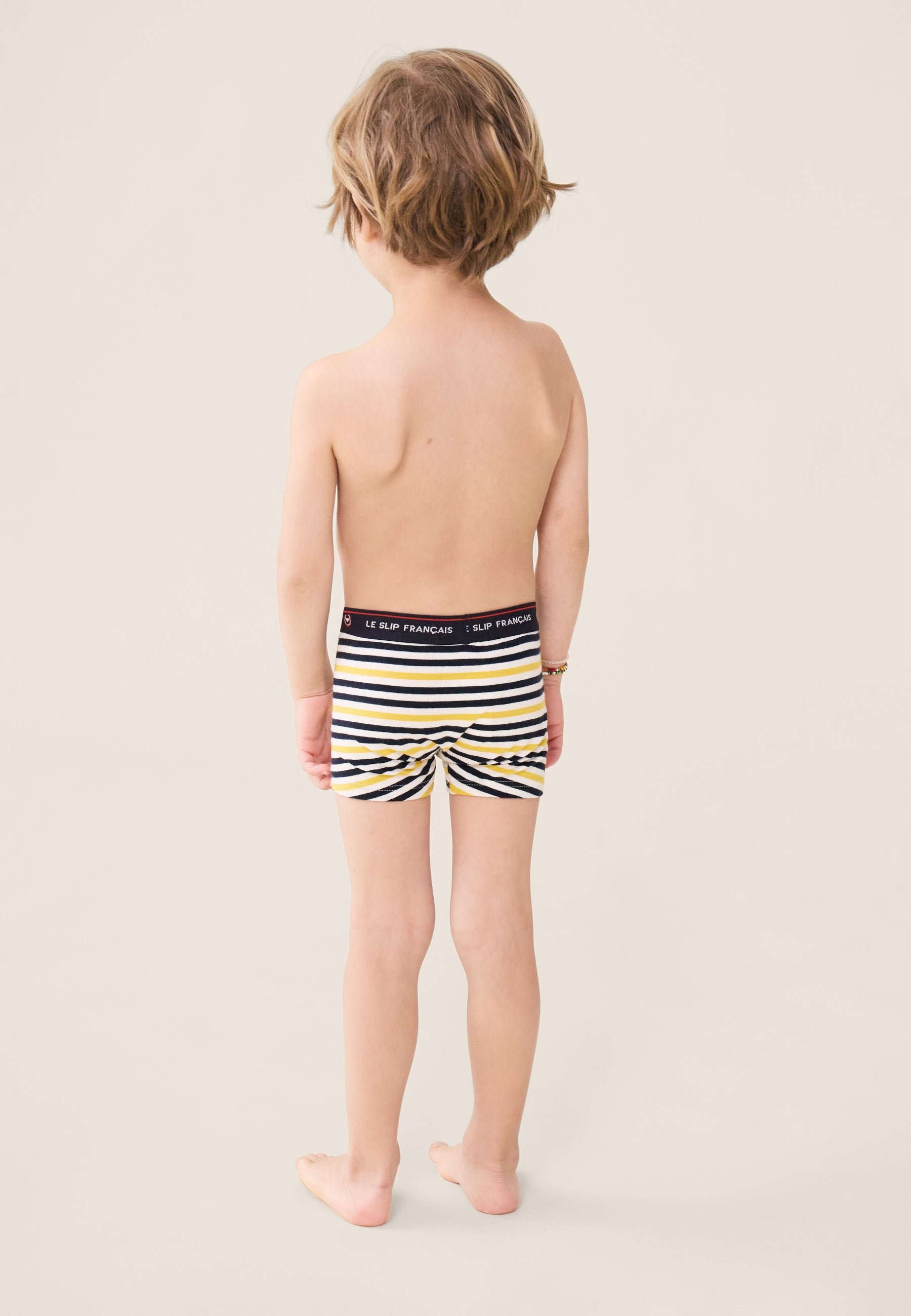 Boxer enfant à rayures jaunes en coton - Petit Joseph Rayures Jaune