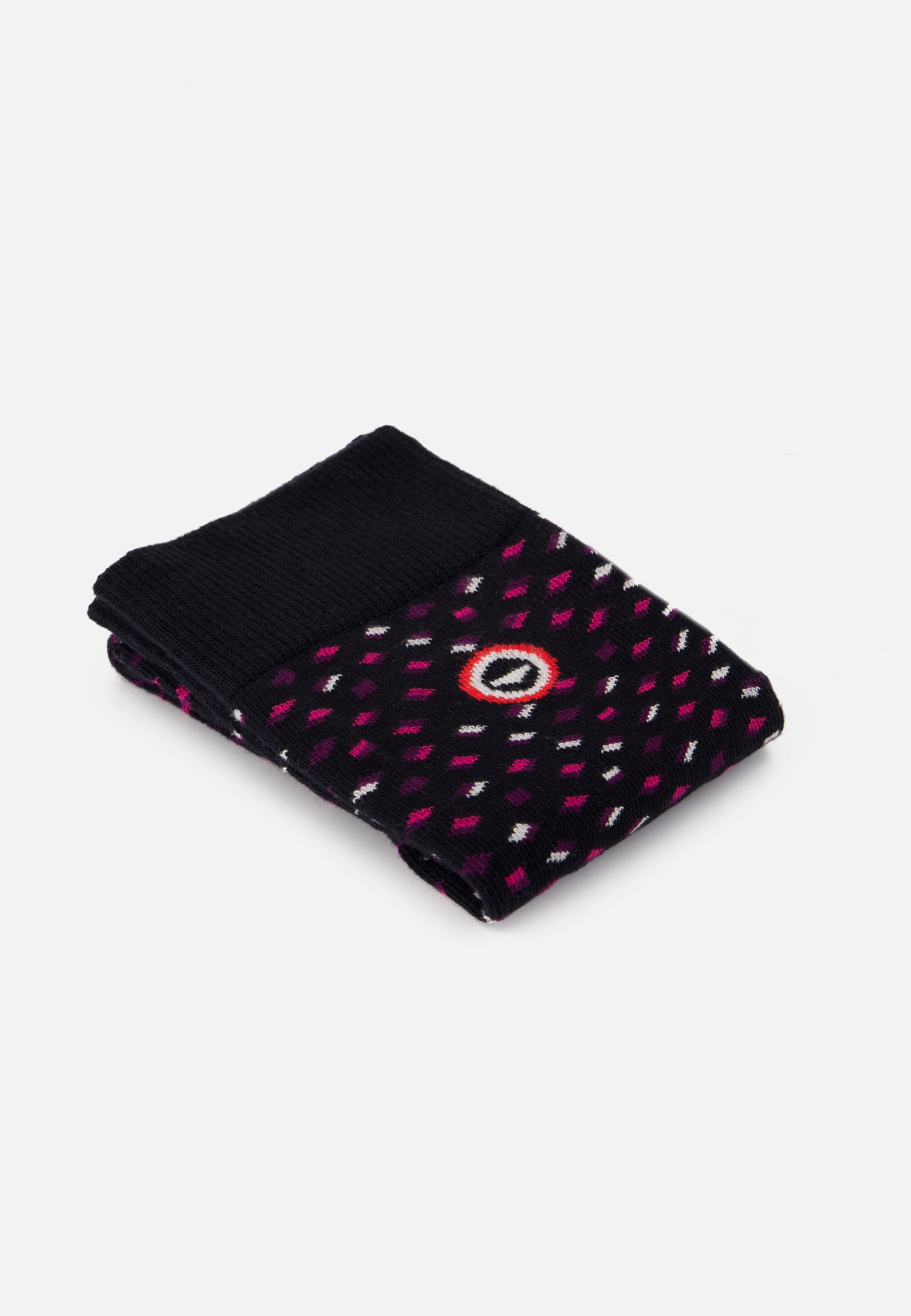 Chaussettes mi-hautes noires avec carrés fantaisie - Lucas Petit Carre Noir