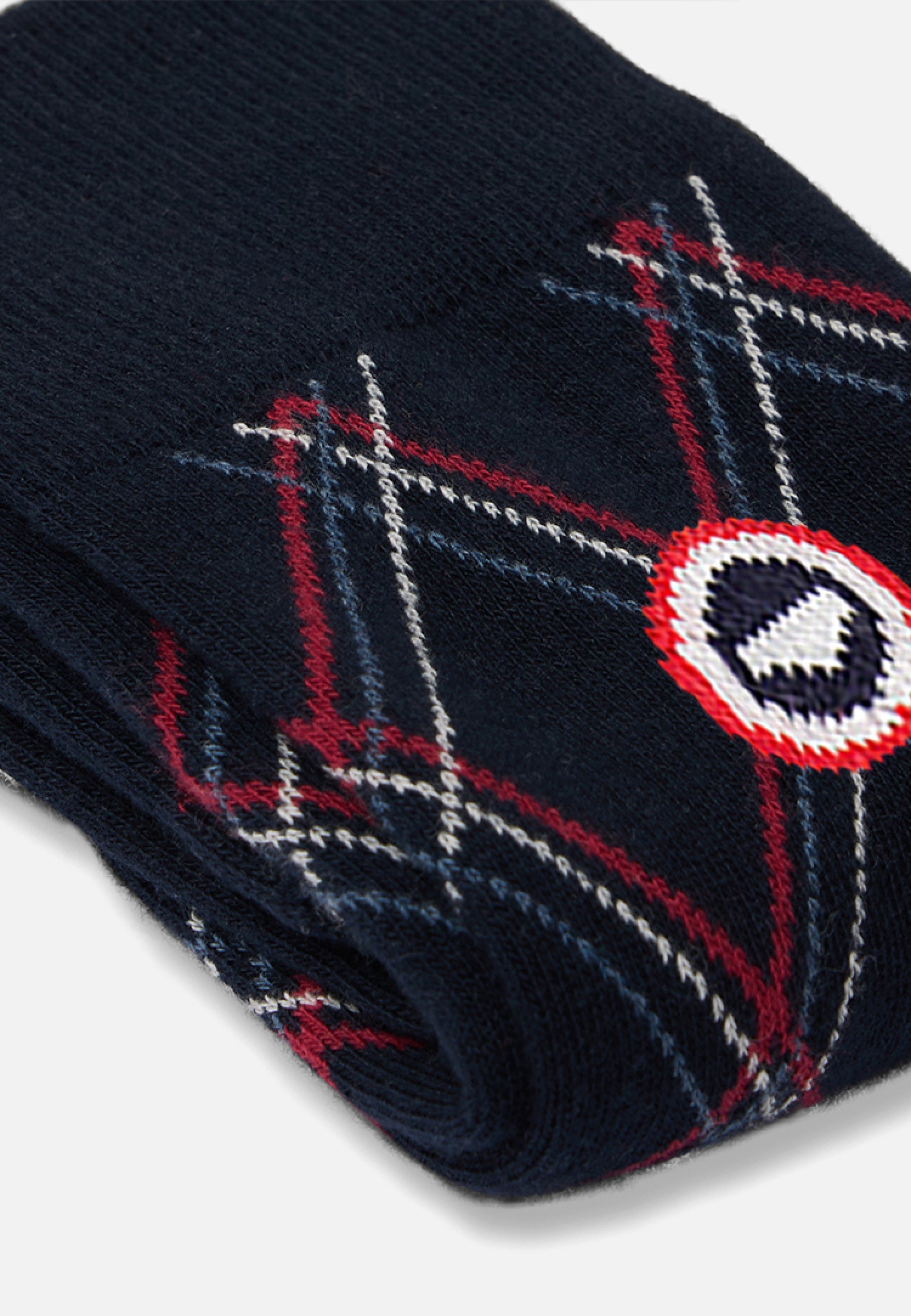 Chaussettes mi-hautes bleu marine à carreaux fantaisie - Lucas Carreaux Marine