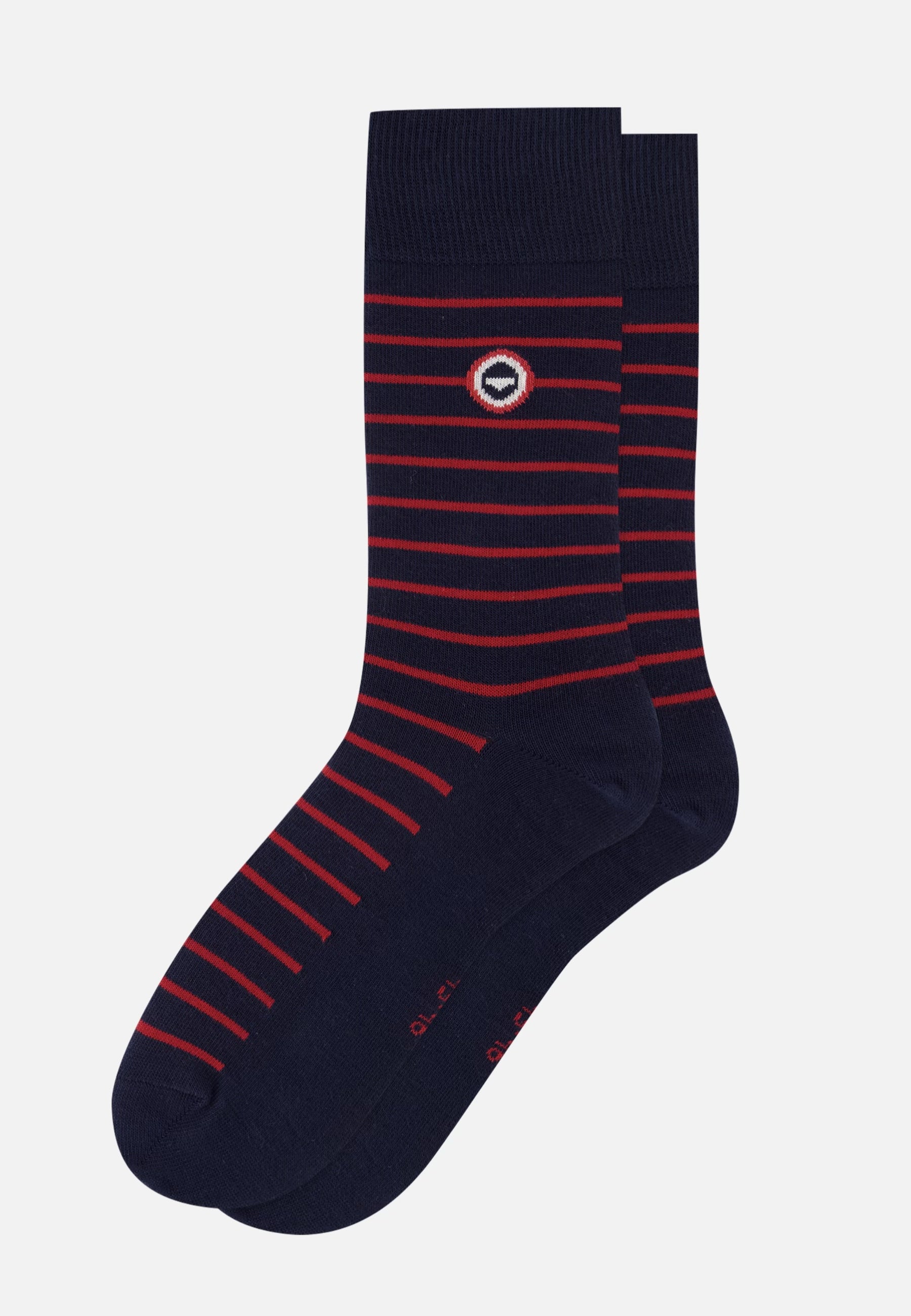 Chaussettes mi-hautes bleu marine à rayures rouges - Robuste Marine Rayures Rouge Cerise
