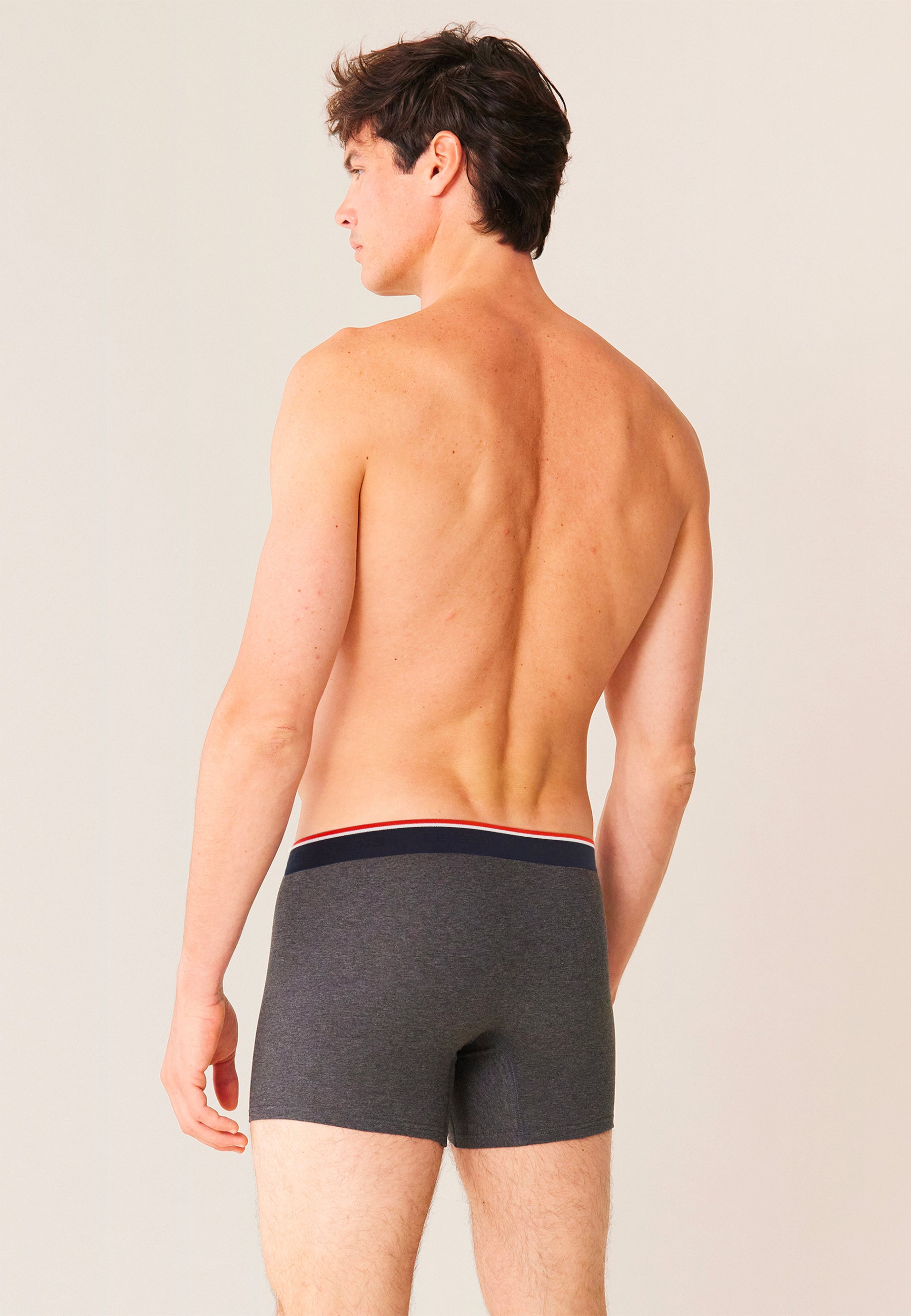 Dark gray cotton long boxer shorts - Michel Gris