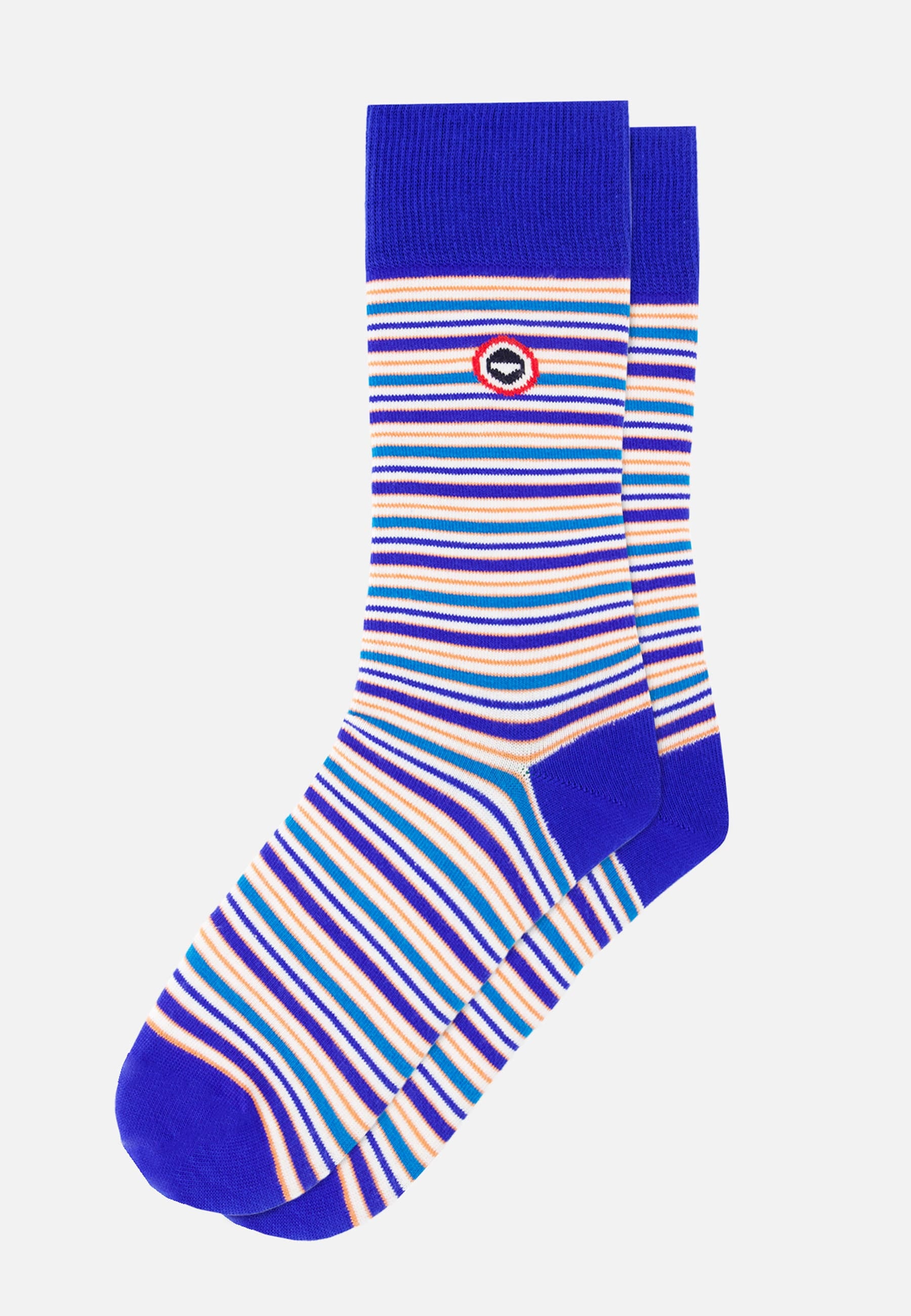 Mid-calf blue striped socks - Lucas Mattress Stripe Ocean Blue