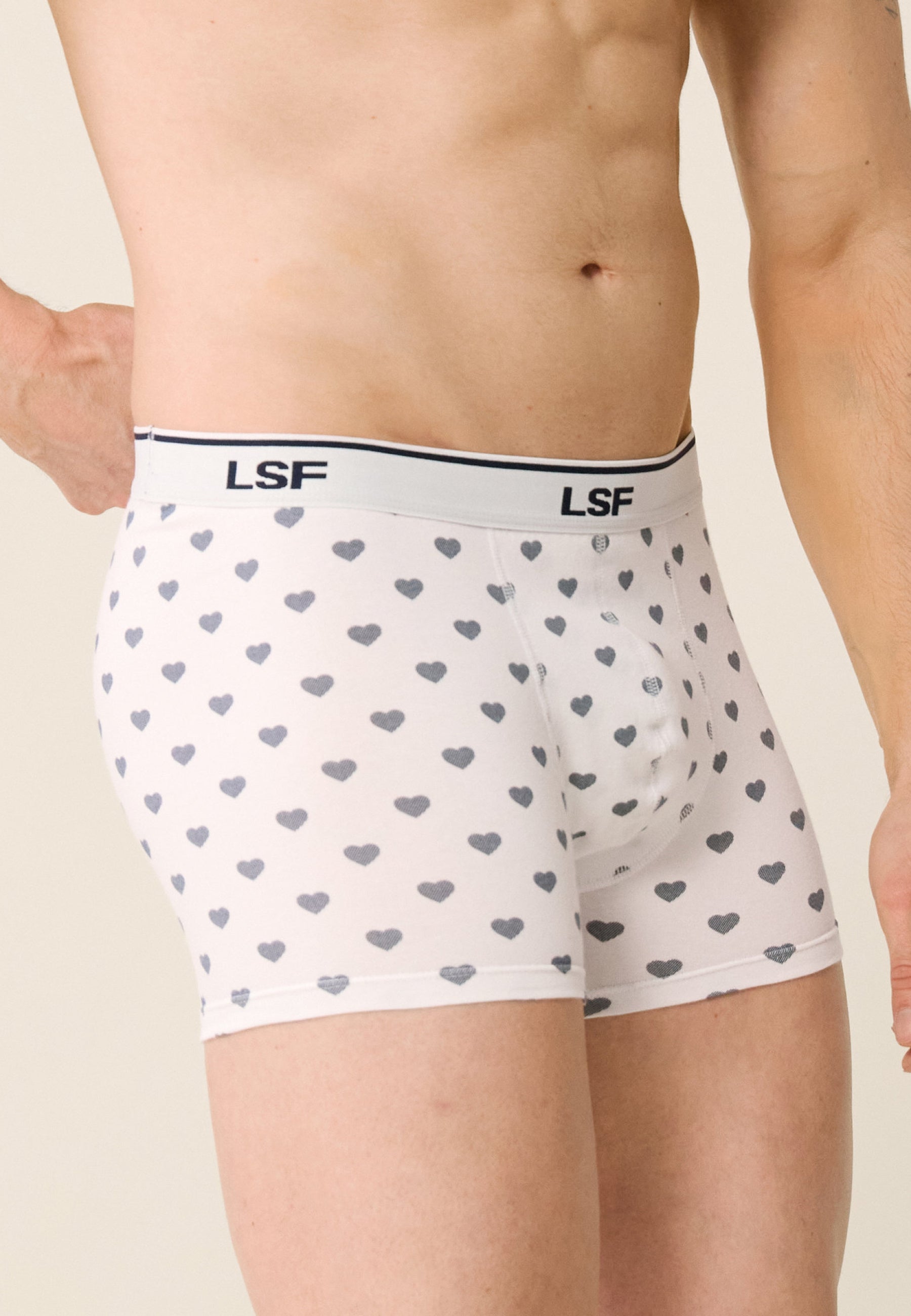 Pack of 2 cotton boxers - Marius Red Heart Boxer Duo with Navy Heart