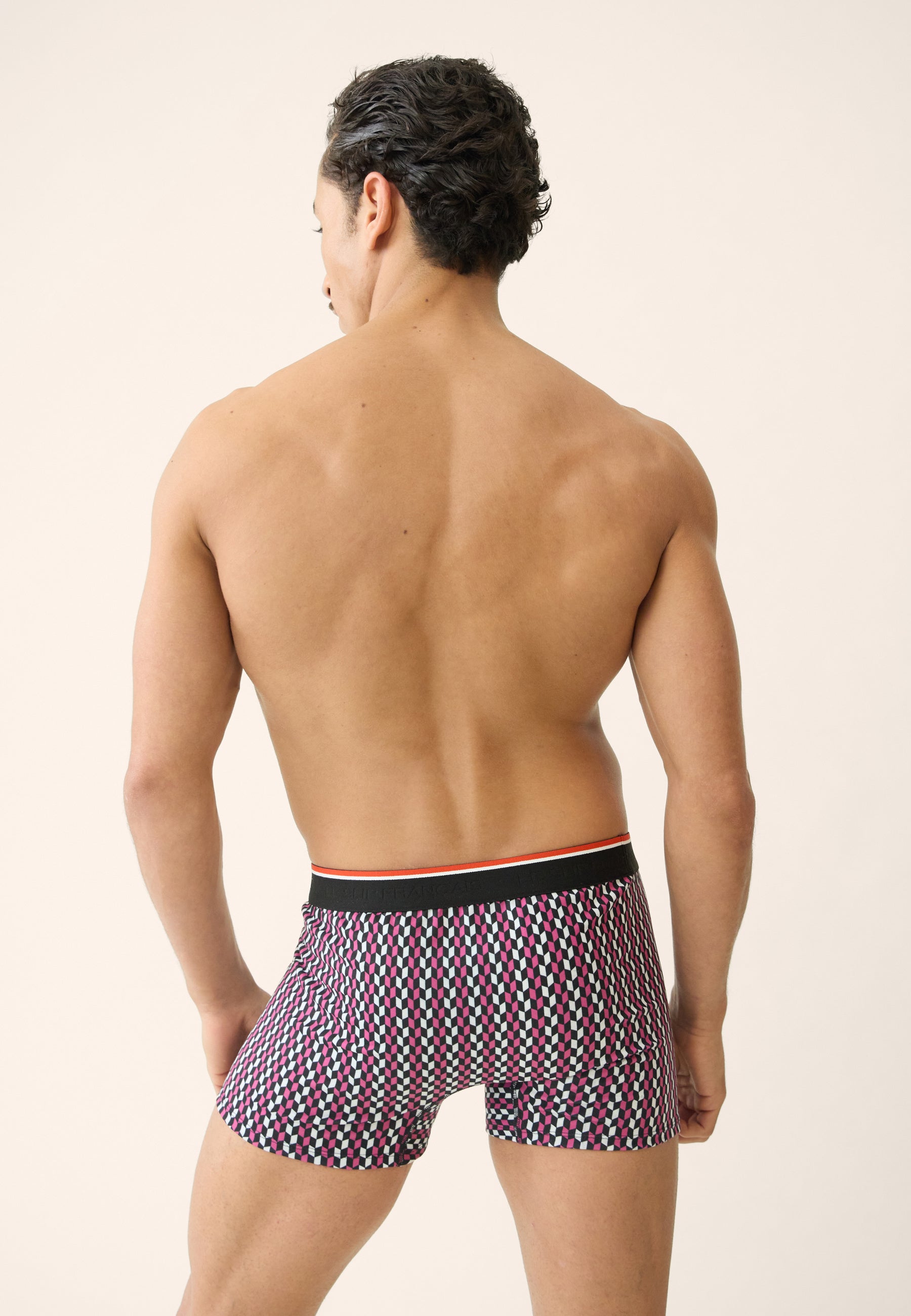 Boxer fuchsia à motif fléchettes en coton - Marius Flechette Fuchsia