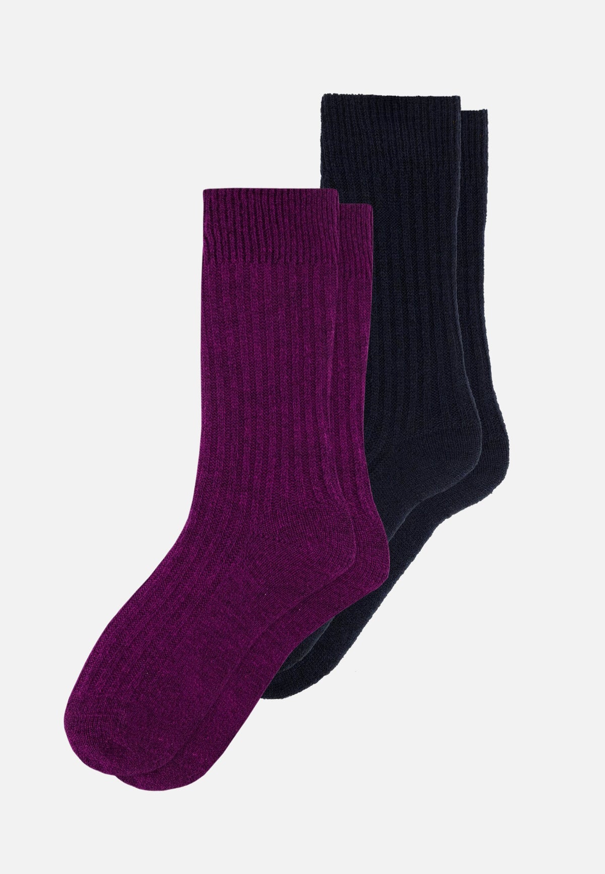 Lot de 2 chaussettes mi-hautes en mohair - Chaussettes Violet Marine