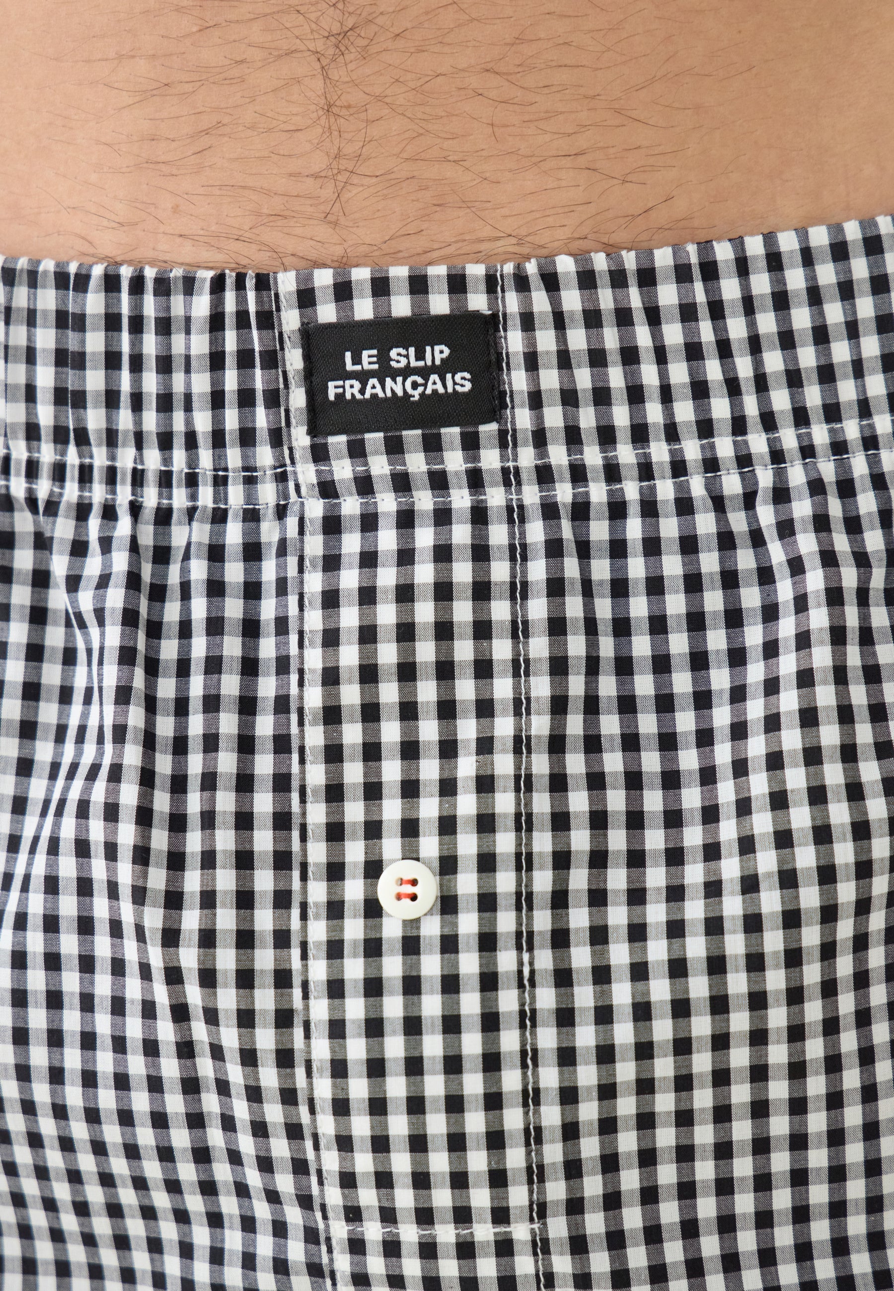 Black cotton checked boxer shorts - Jacques Black Vichy Tiles