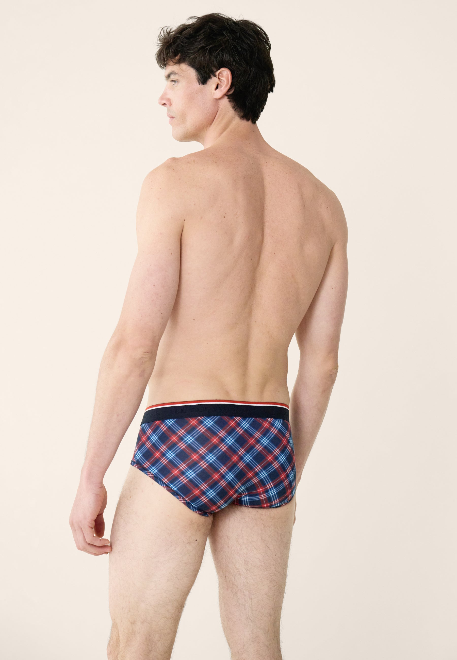 Pack of 3 cotton briefs - Navy Red Tartan Briefs