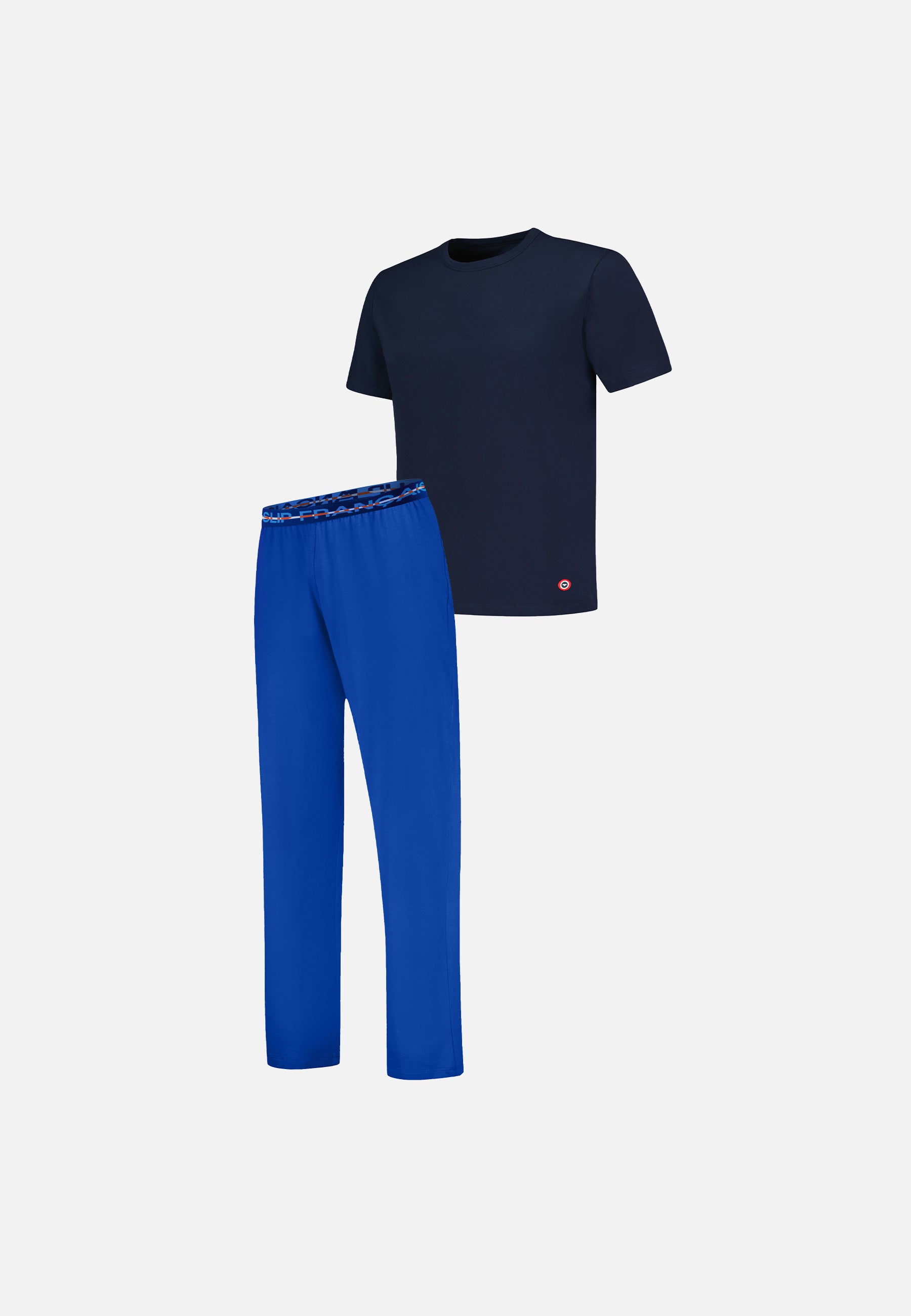 Ensemble pyjama haut marine et pantalon bleu en coton - Pyjama haut manches longues formidable marine et bas de pyjama long indomptable bleu nautique