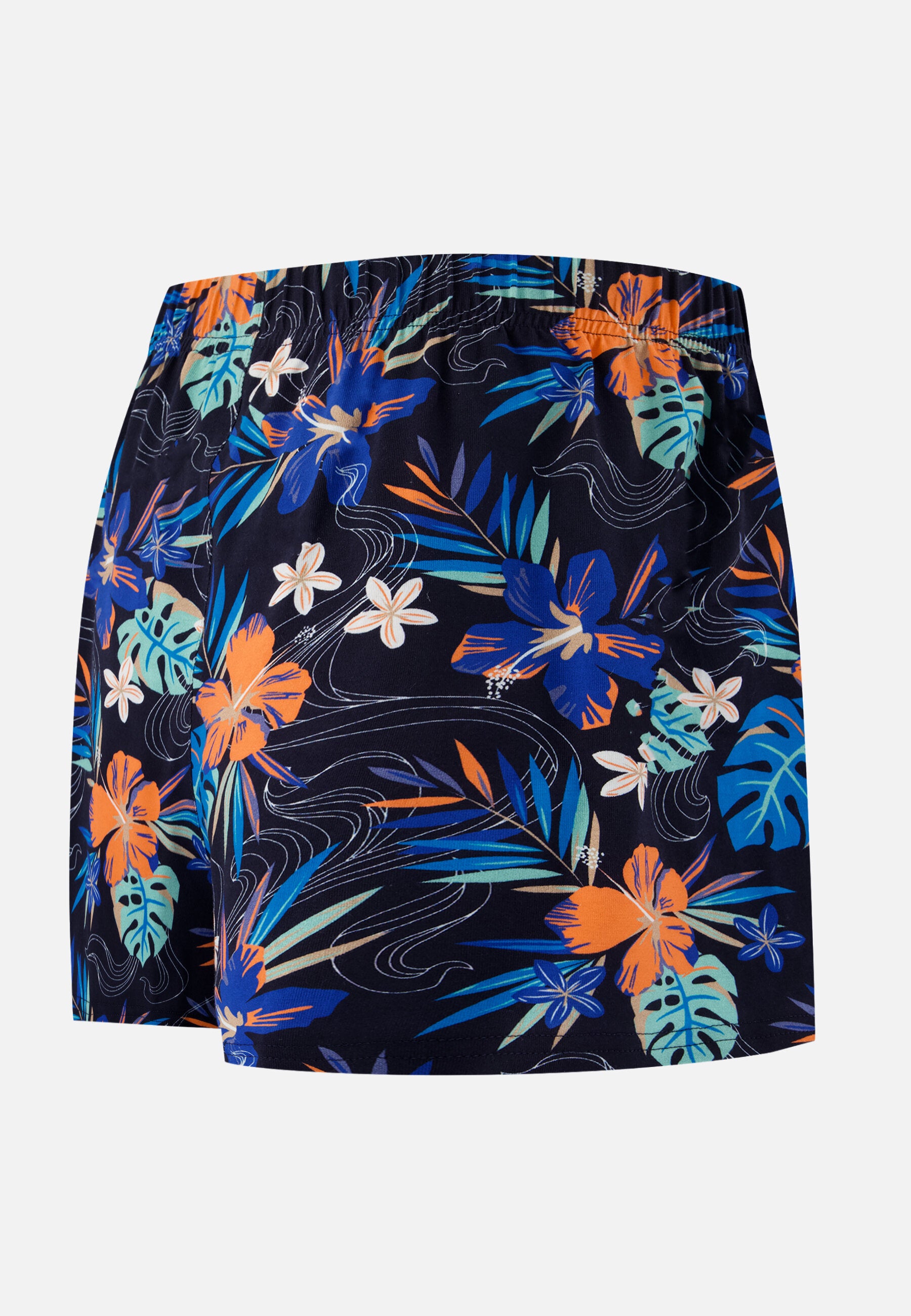 Caleçon bleu à motif florales en jersey de coton - Fredo Hawaï Bleu Nautique