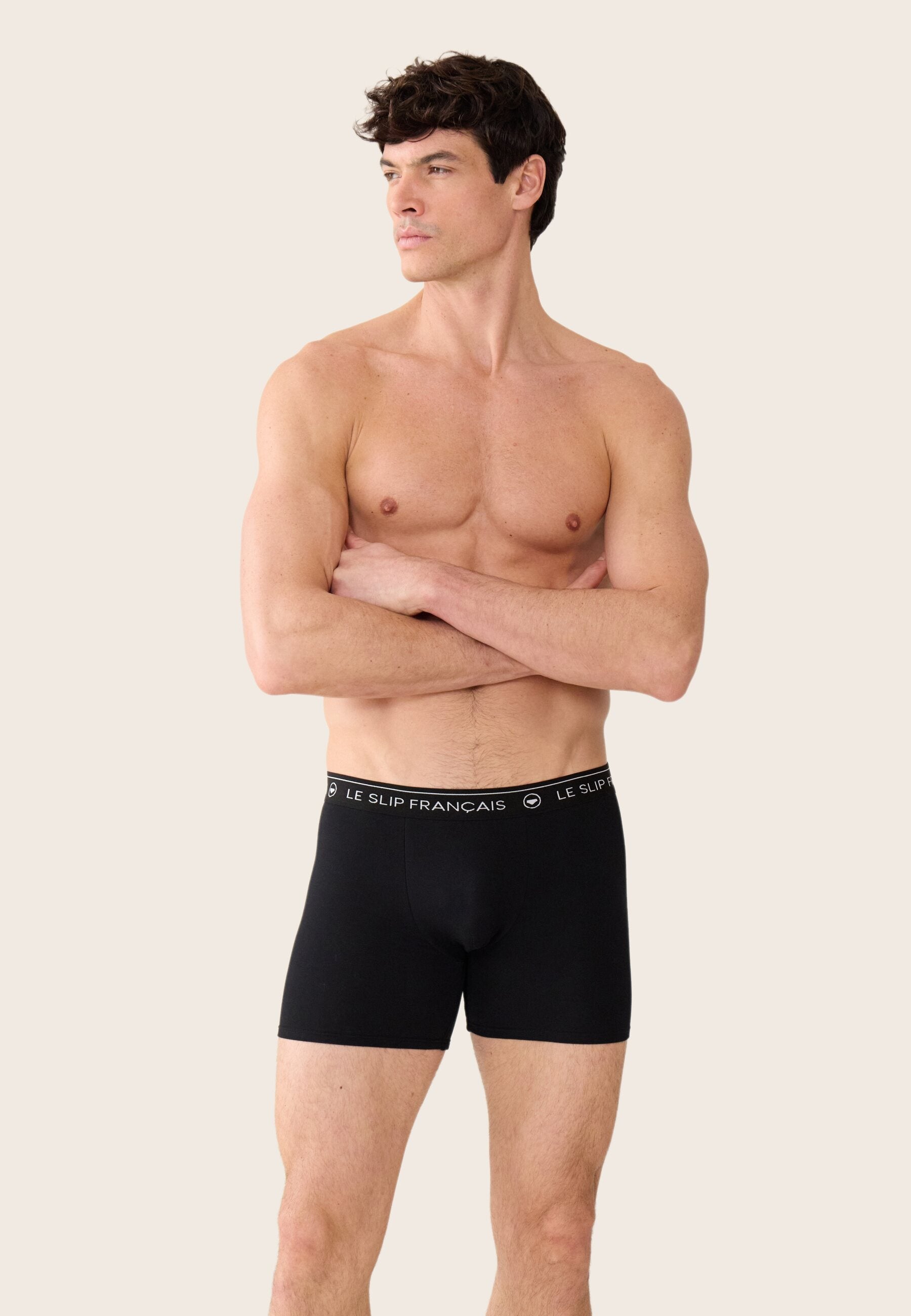 Lot de 3 boxers longs en coton - Boxers Longs Marine Bleu Jean Noir