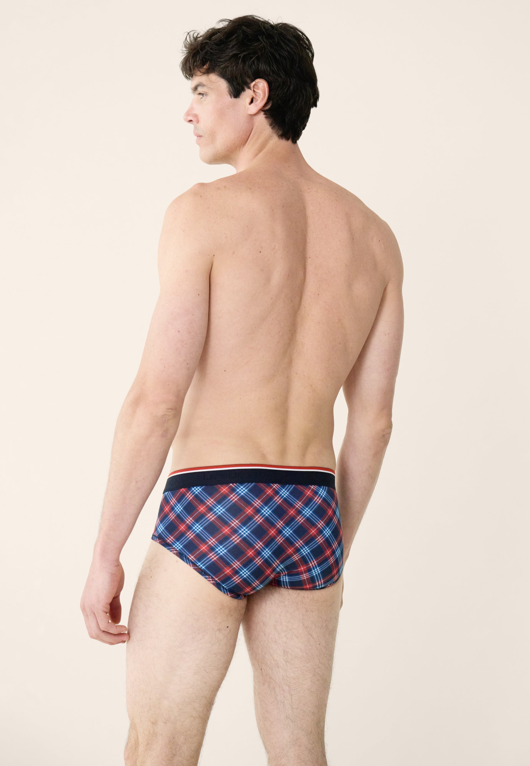 Tricolor checkered briefs - Terrible Blue White Red Tartan