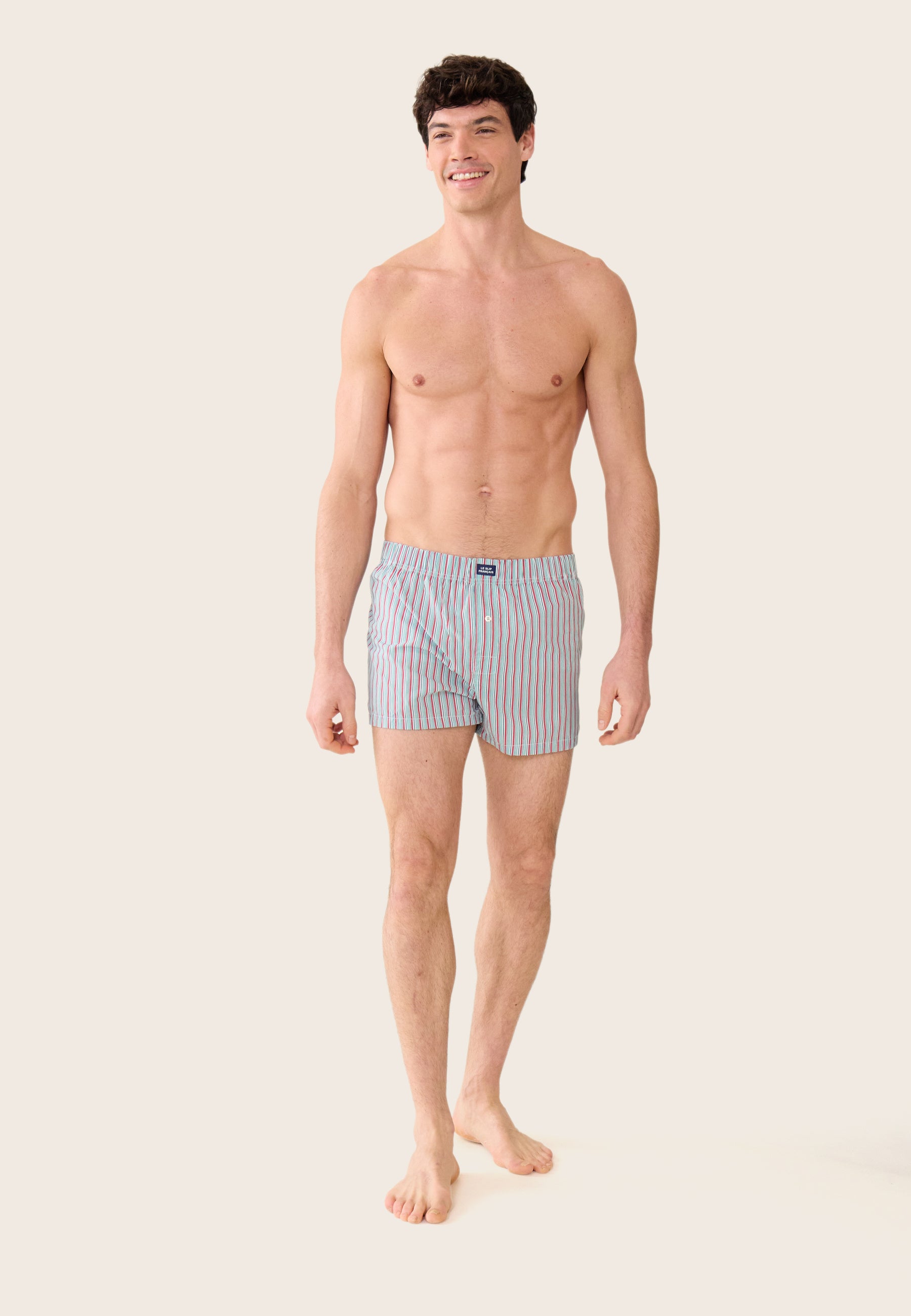 Pink striped cotton mattress boxer shorts - Jacques Striped Mattress Pink Cherry