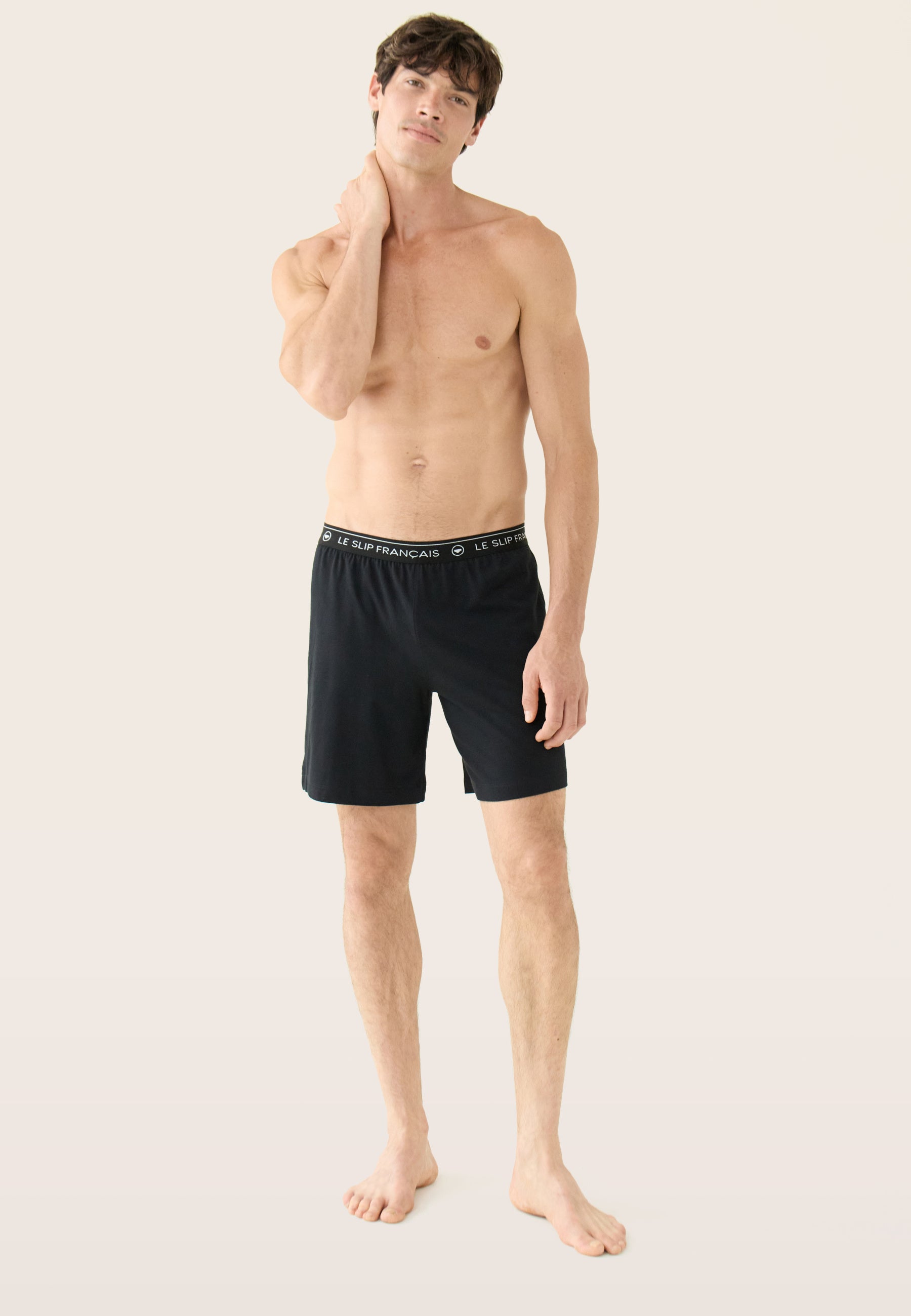 Black cotton short pajama bottoms - Invincible Black