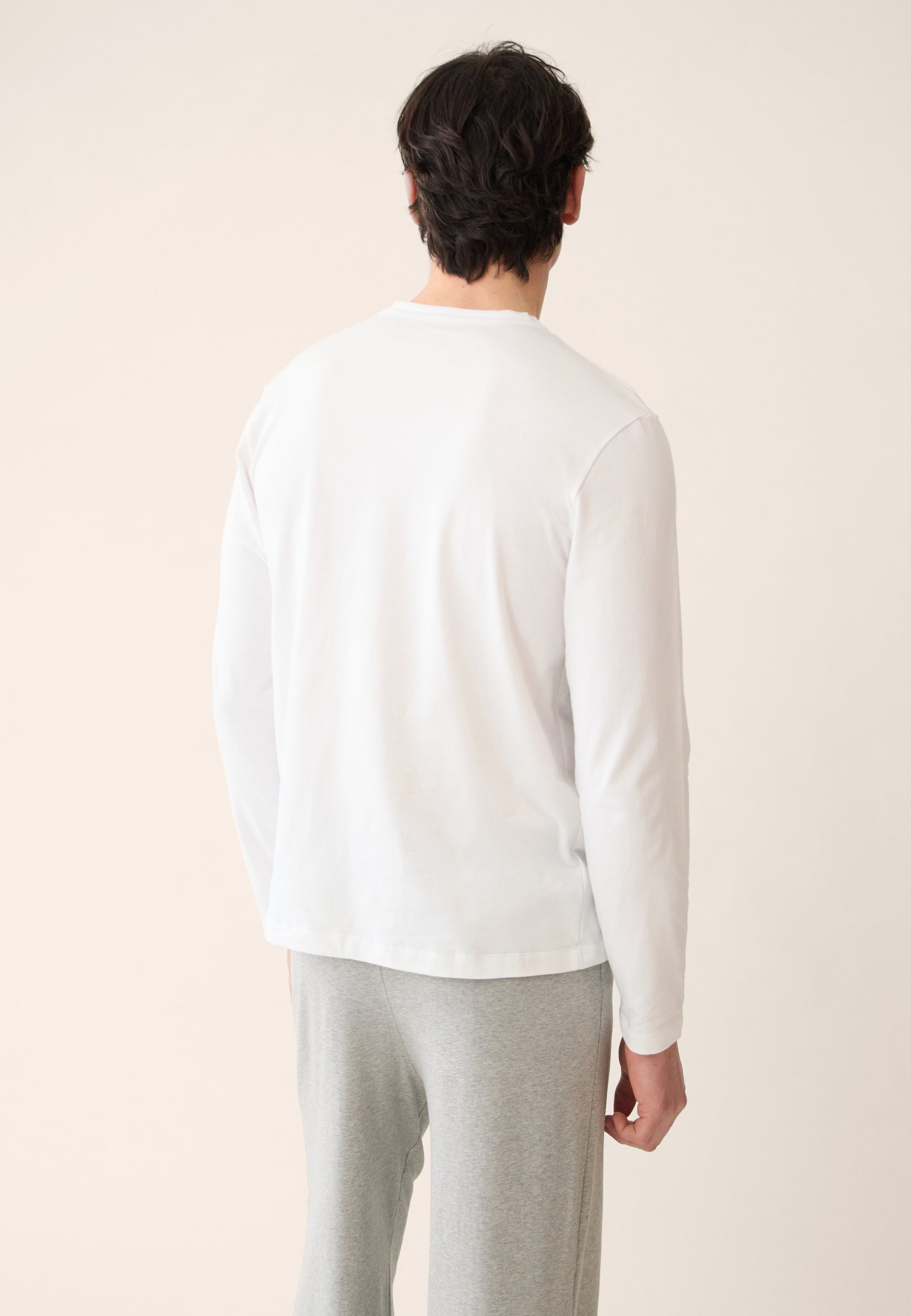 T-shirt homme blanc à manches longues en coton - Superbe Blanc