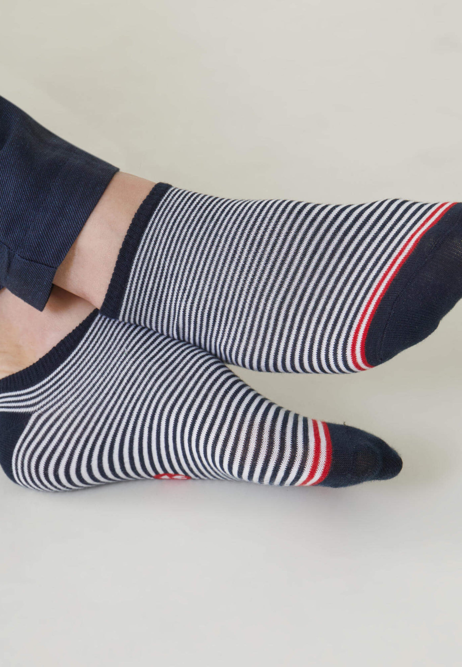 Pack of 2 pairs of navy blue low socks - Jo Duo Marine Mariniere Bleu