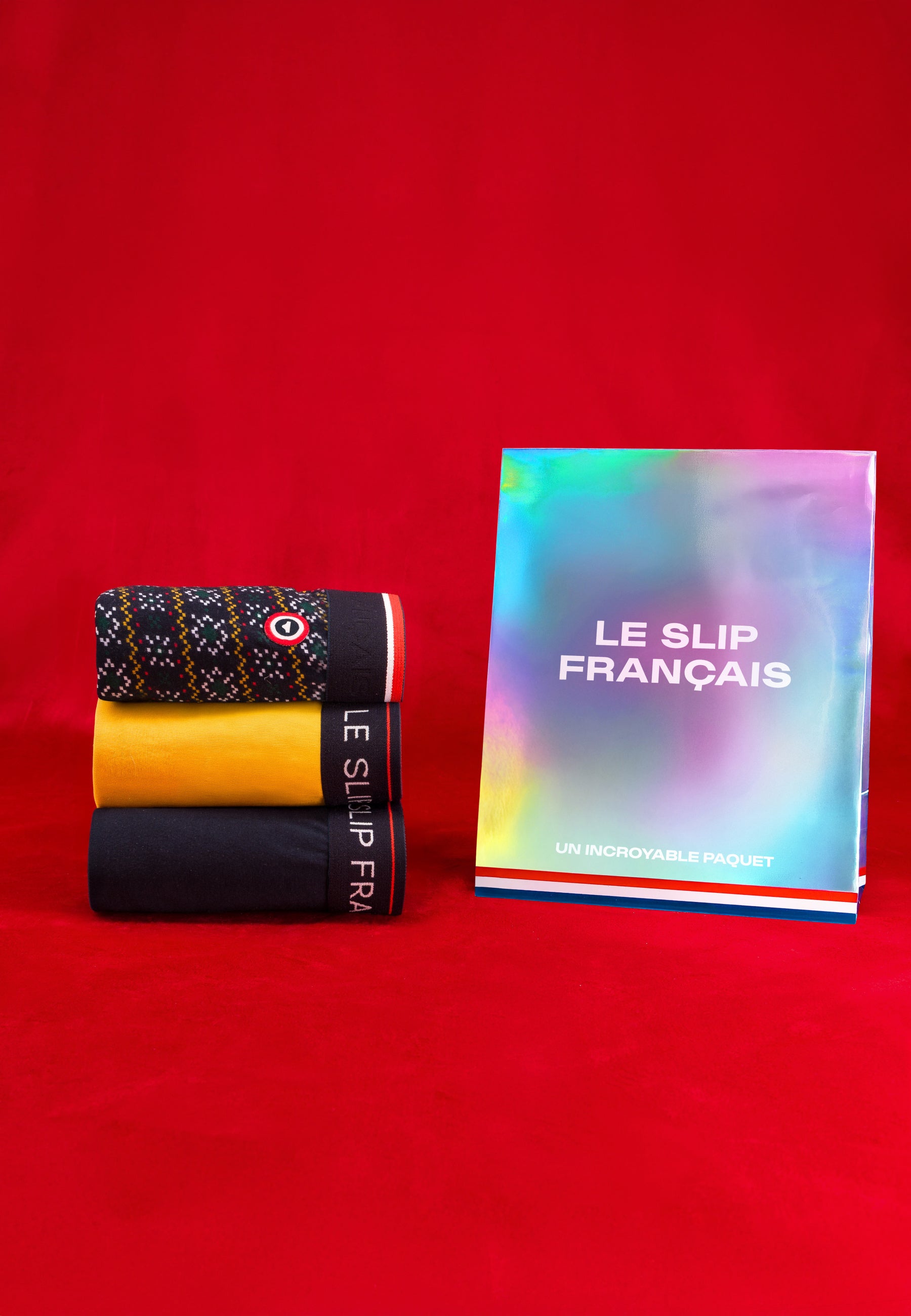 Pack of 3 cotton boxers - Mustard Navy Snowflake Boxers