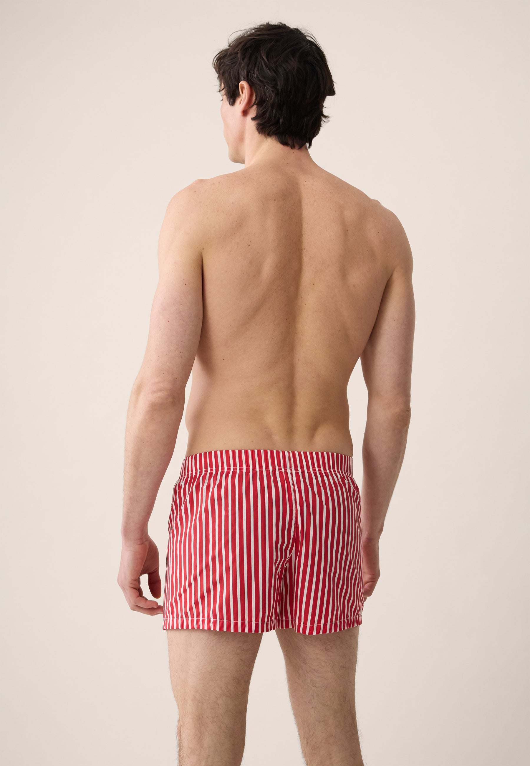 Red striped cotton boxer shorts - Jacques Rayures Rouge