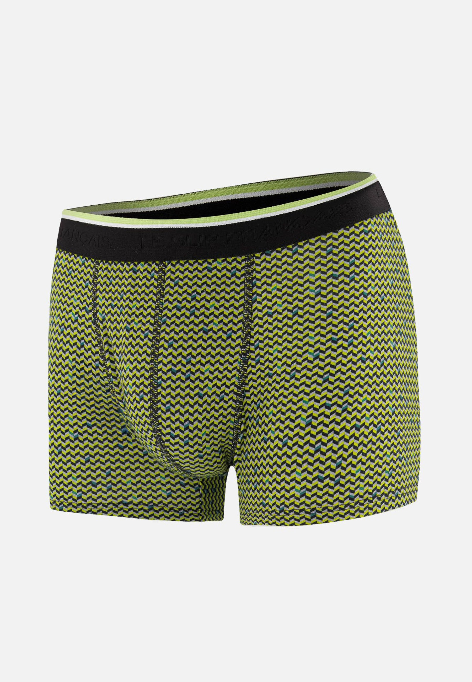 Boxer à motif chevron jaune anis en coton - Marius Chevron Jaune Anis