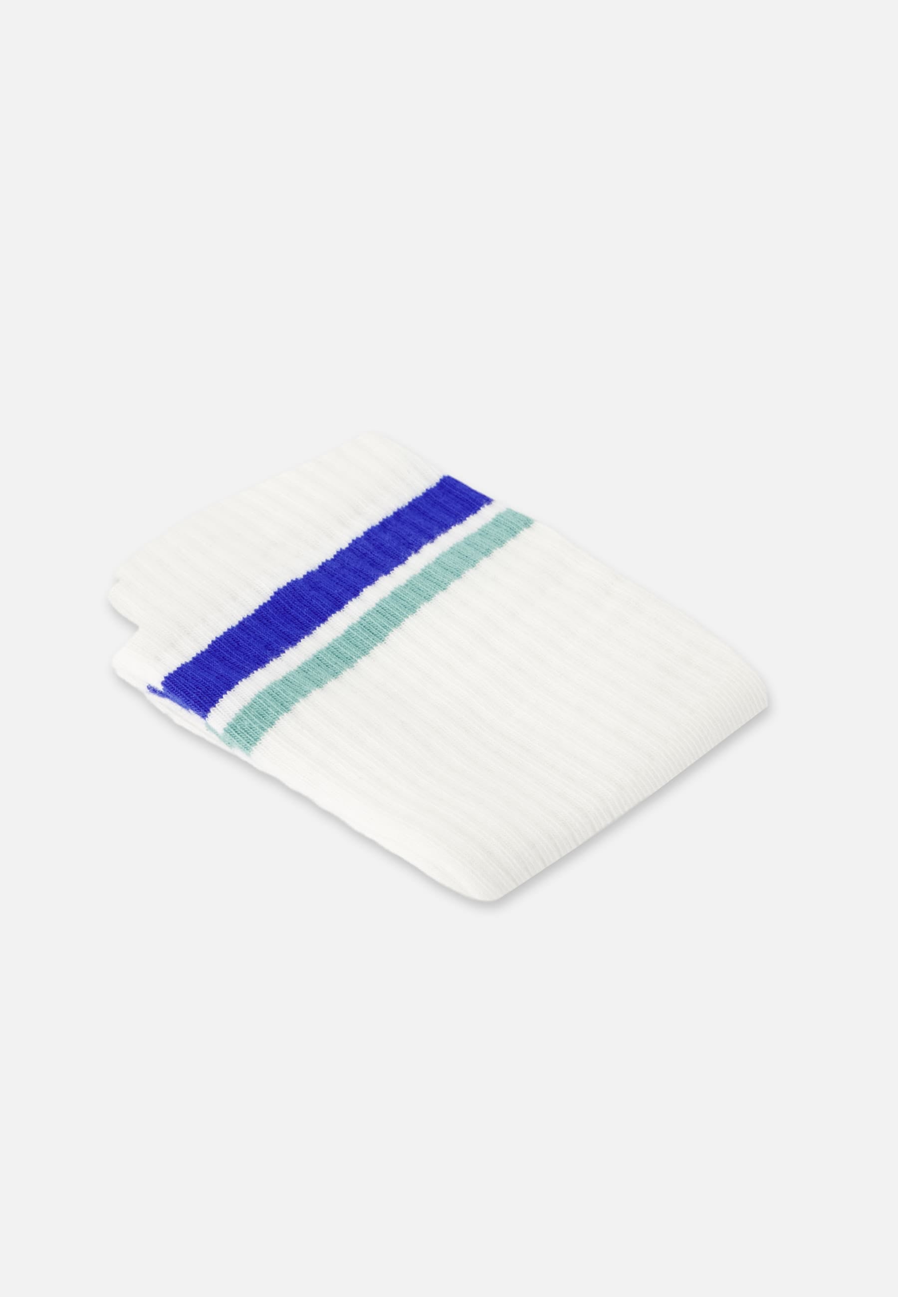 Chaussettes de sport mi-hautes rayées bleu et vert - Wilfried Horizontal Bleu Nautique Vert Azur