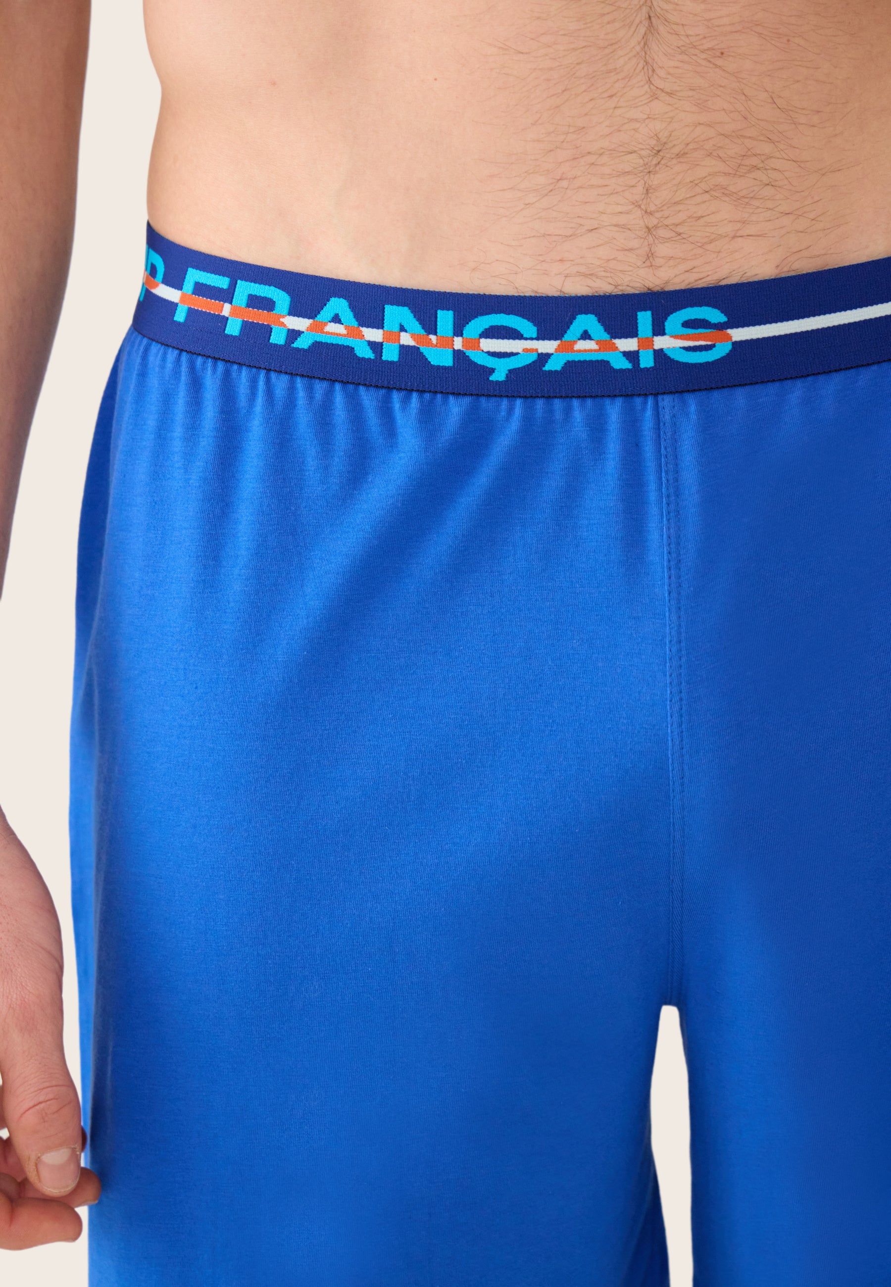 Bas de pyjamas court bleu en coton - Invincible Bleu Nautique