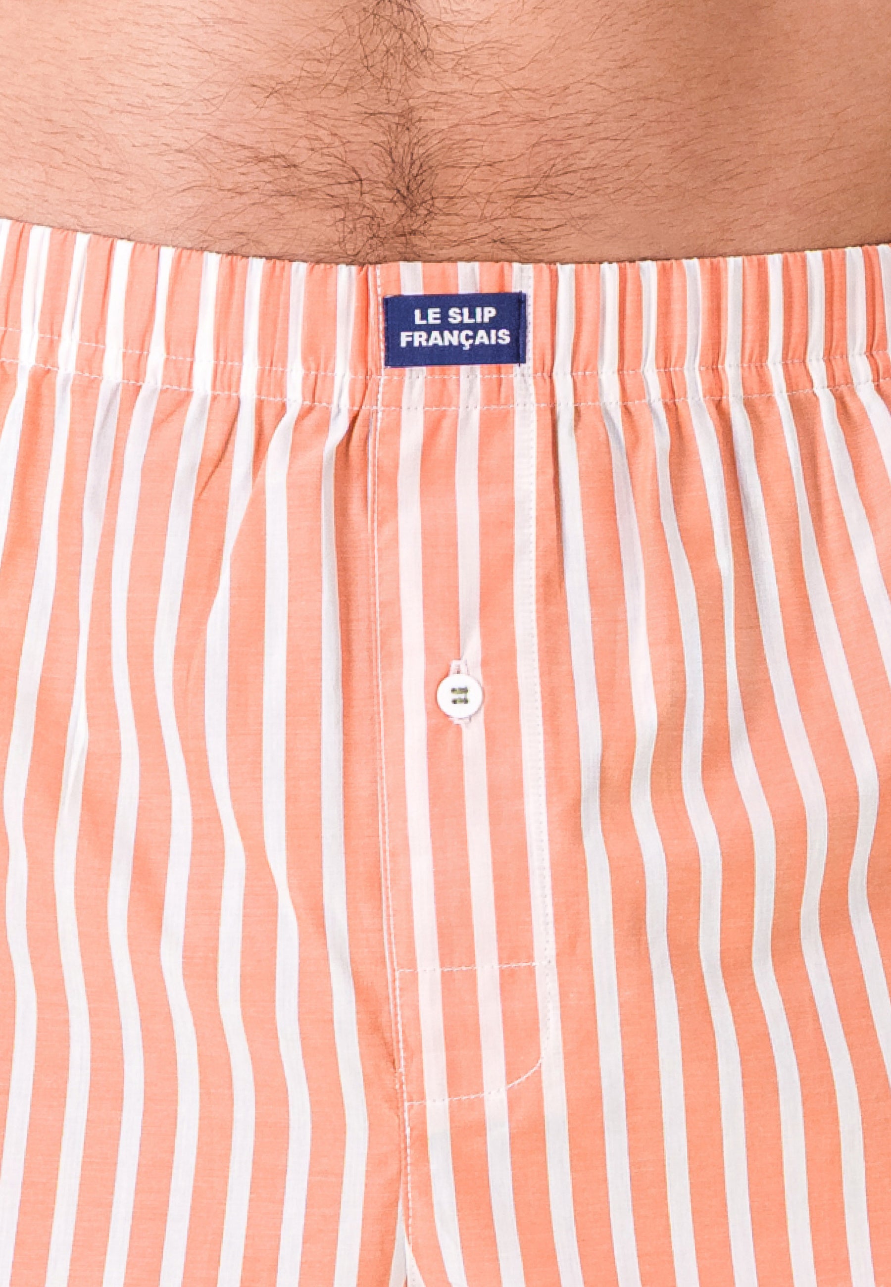 Orange striped cotton boxer shorts - Jacques Sens Pure Orange