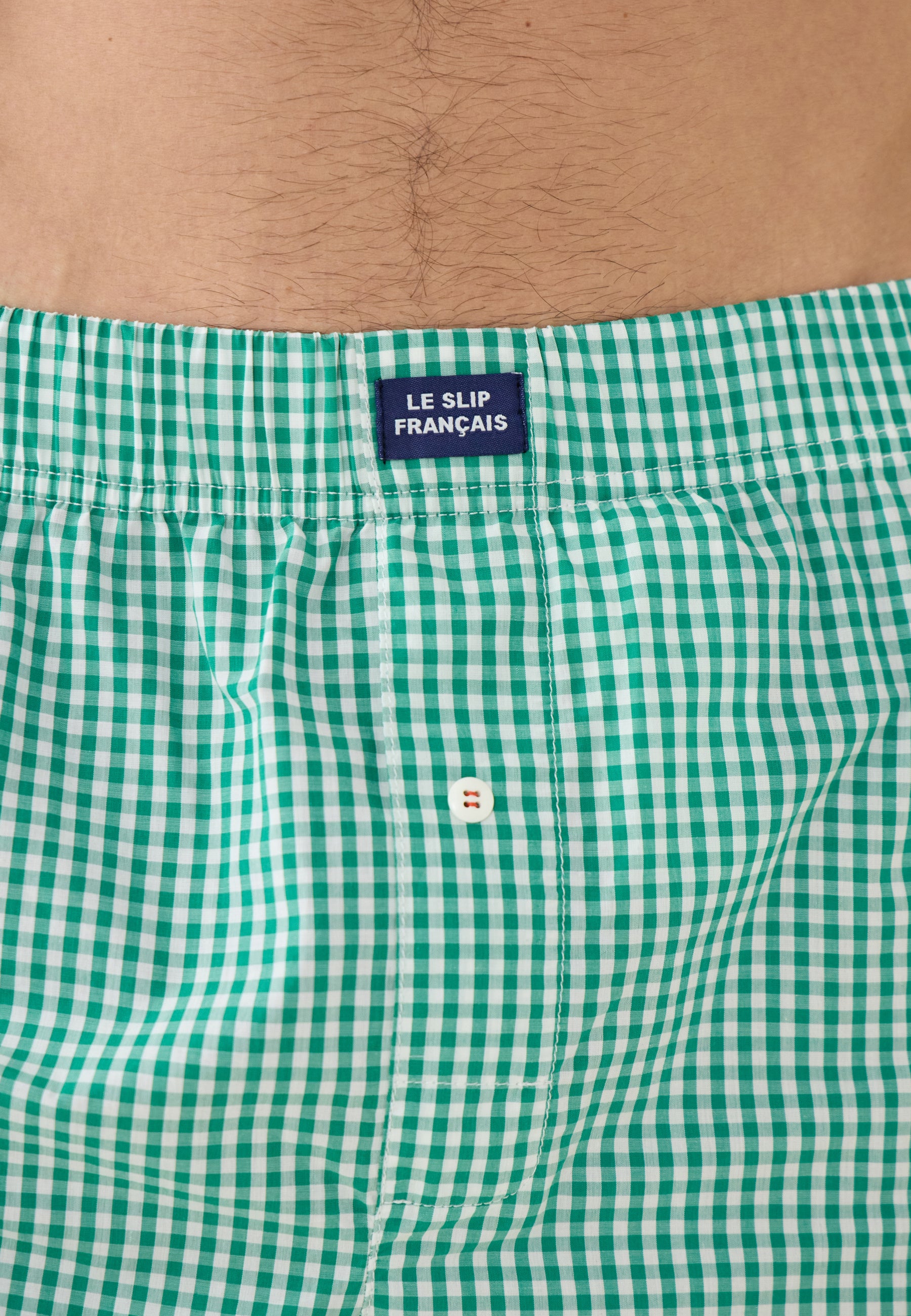 Green checked cotton boxer shorts - Jacques Carreaux Vichy Mint Green