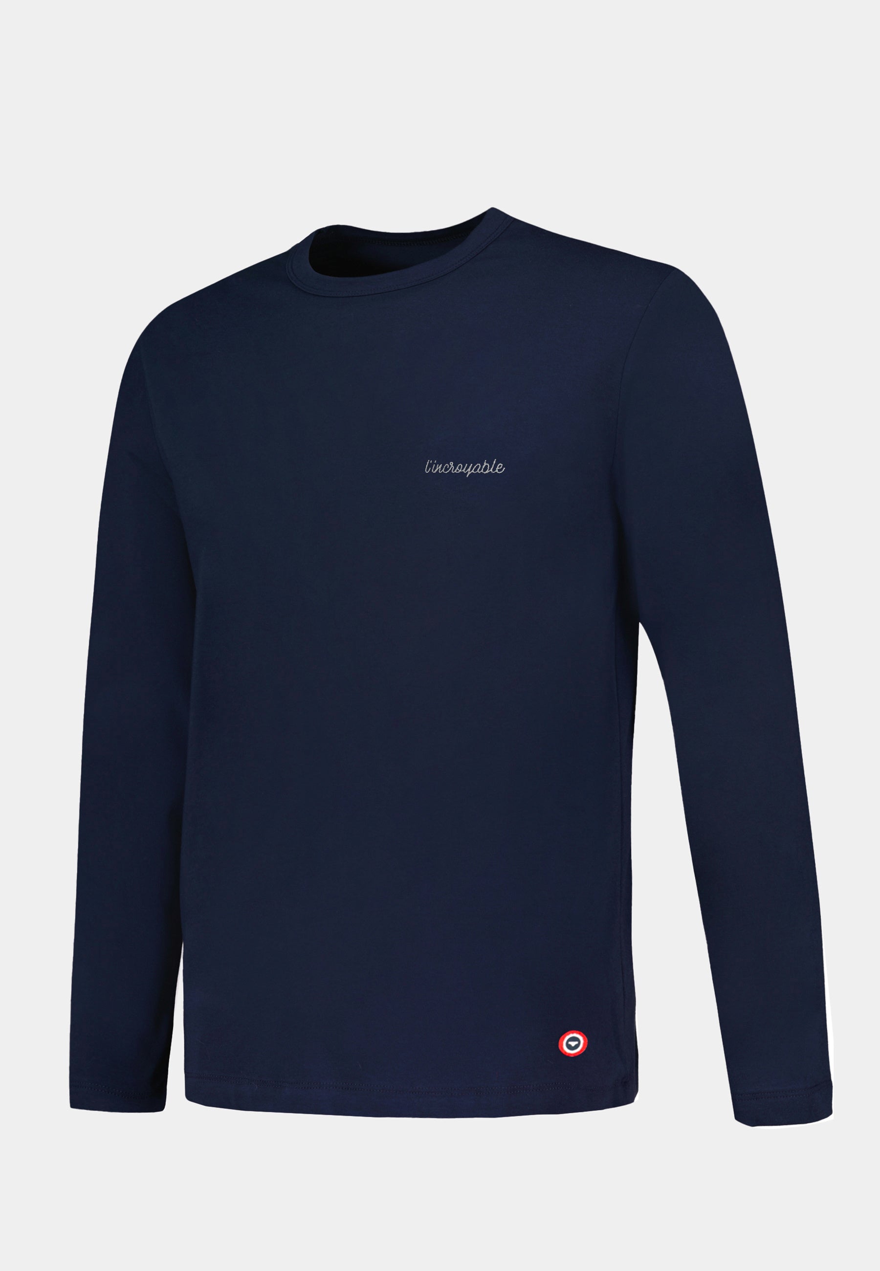 T-shirt homme bleu marine à manches longues en coton - Superbe Marine Brodé L'Incroyable