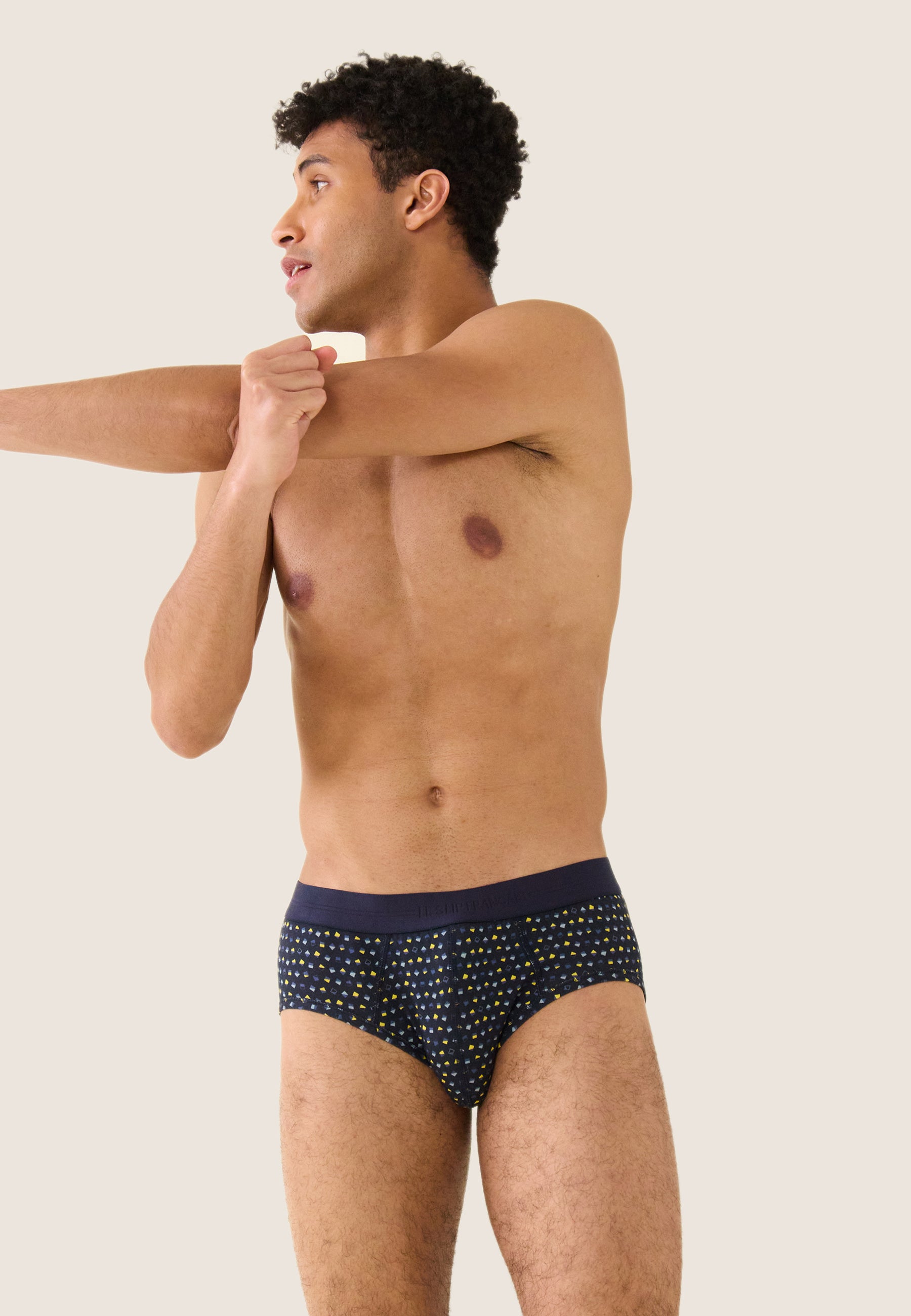 Slip en coton - Terrible Petits Carrés Marine Cire