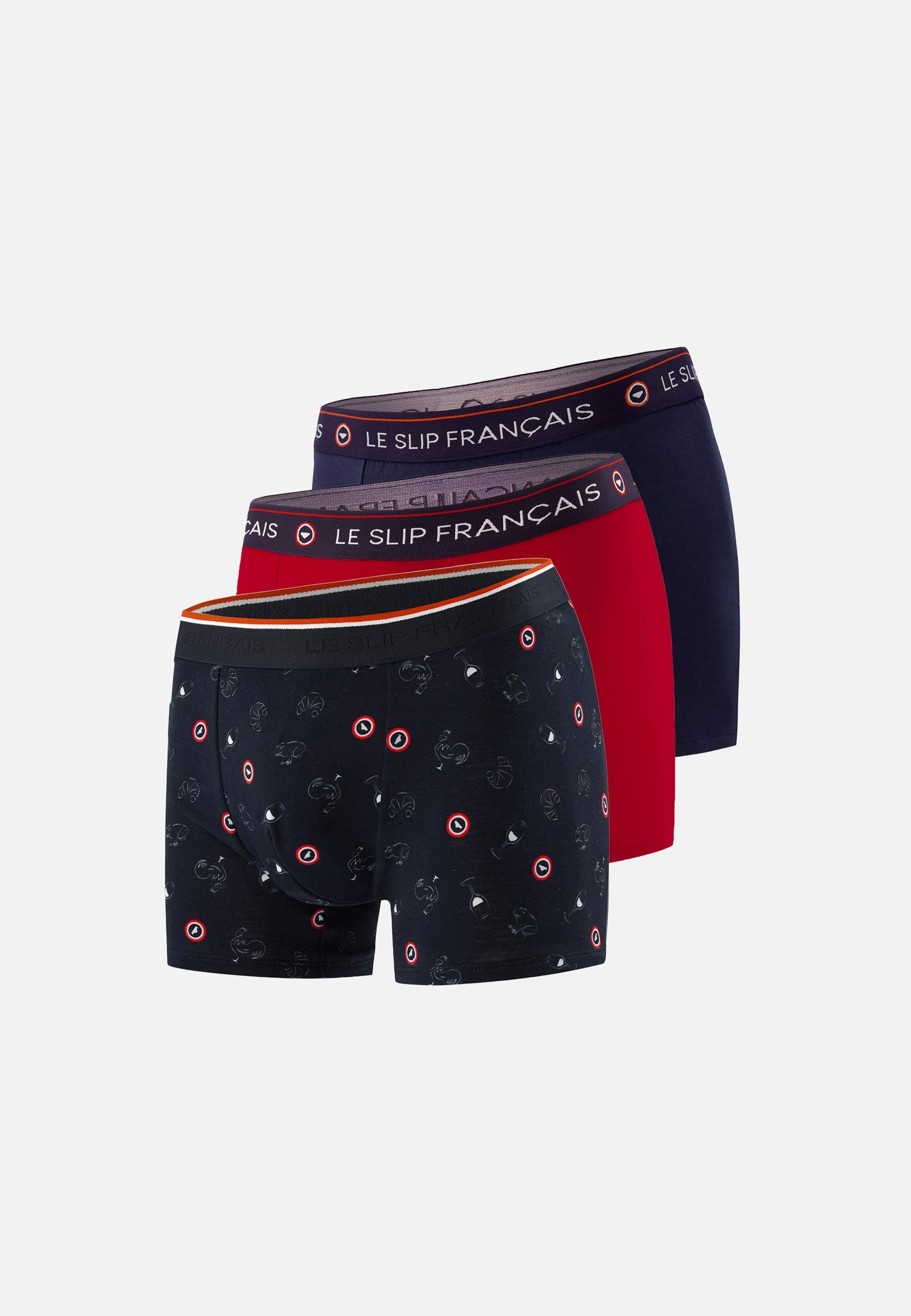 Lot de 3 boxers en coton - Boxers Vie en Slip Rouge Marine