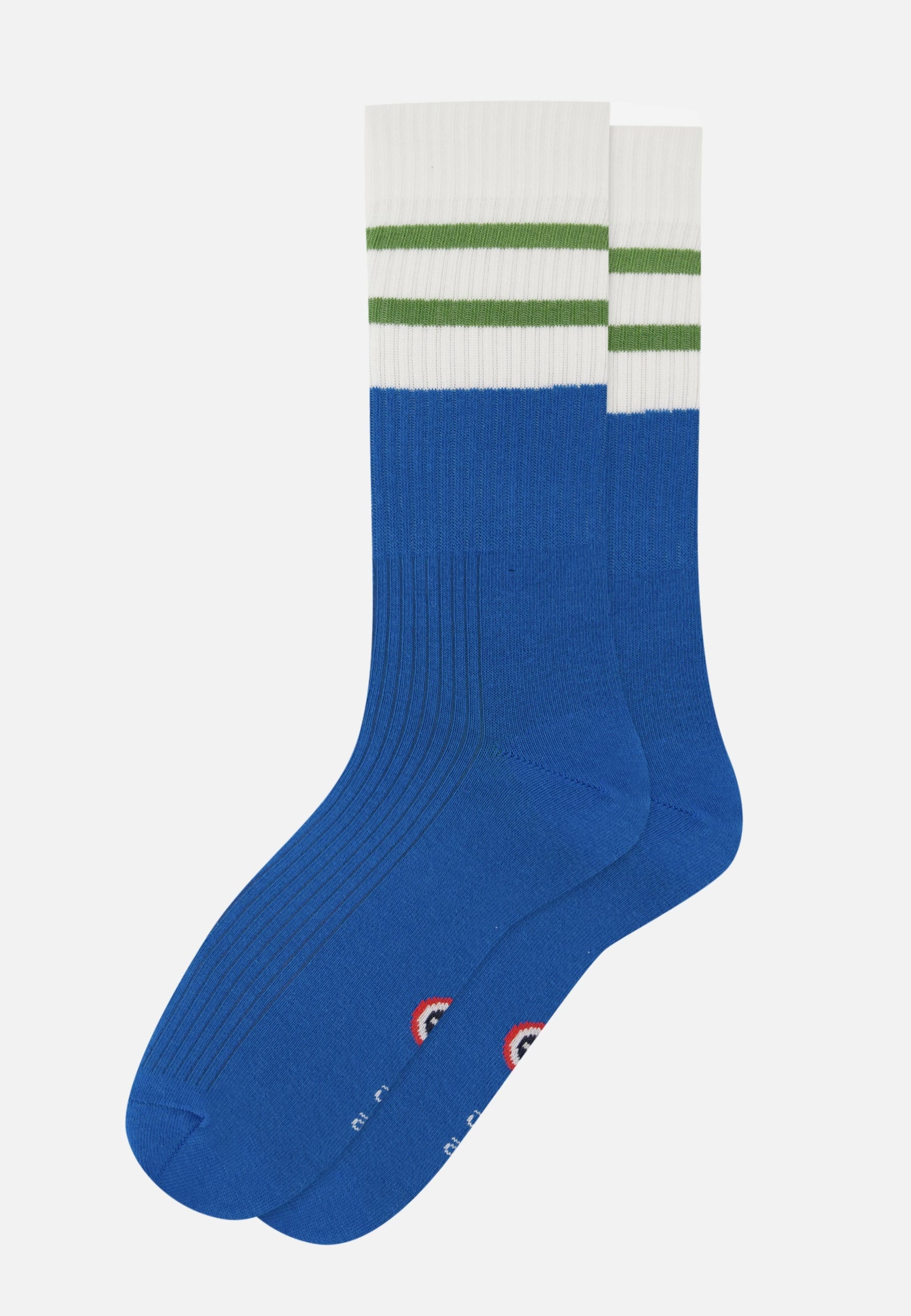 Chaussettes de sport mi-hautes rayées turquoise et vert menthe - Wilfried Rayures Bleu Turquoise Mint Green
