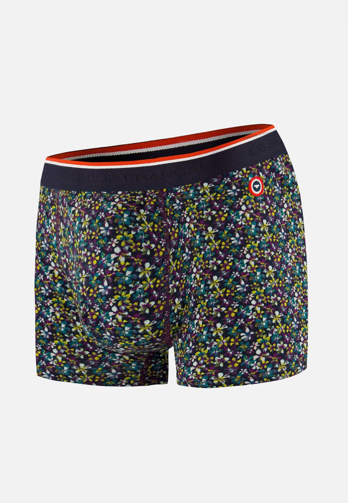 Boxer à motif bloom bleu canard en coton - Marius Bloom Bleu Canard