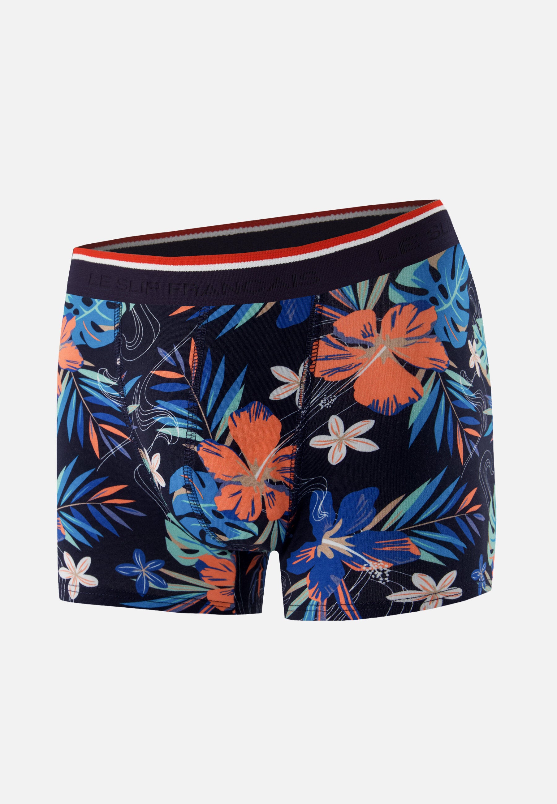 Blue cotton boxer shorts with floral pattern - Marius Hawai Nautical Blue