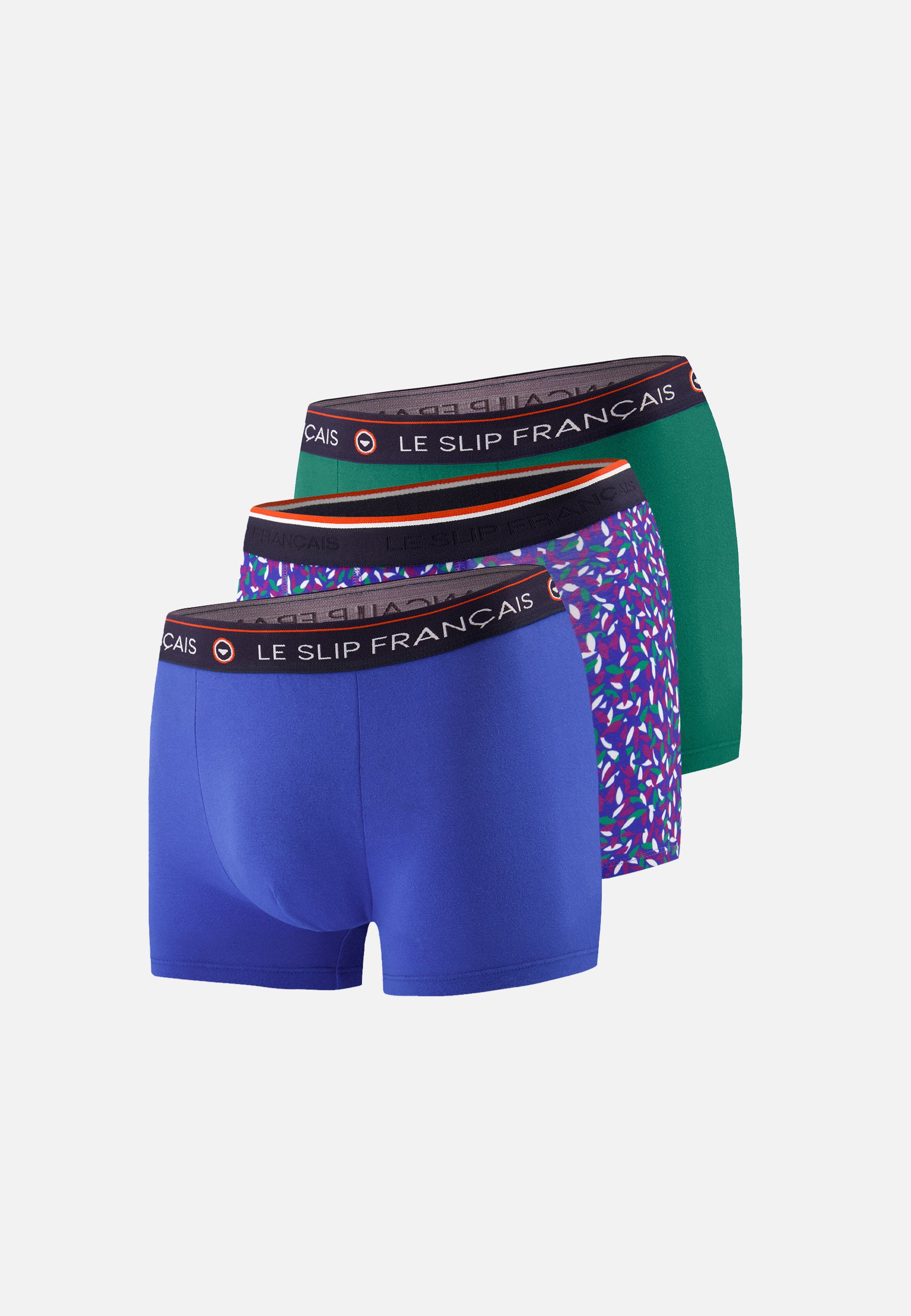 Pack of 3 cotton boxers - Dazzling Emerald Gavotte Purple Boxers