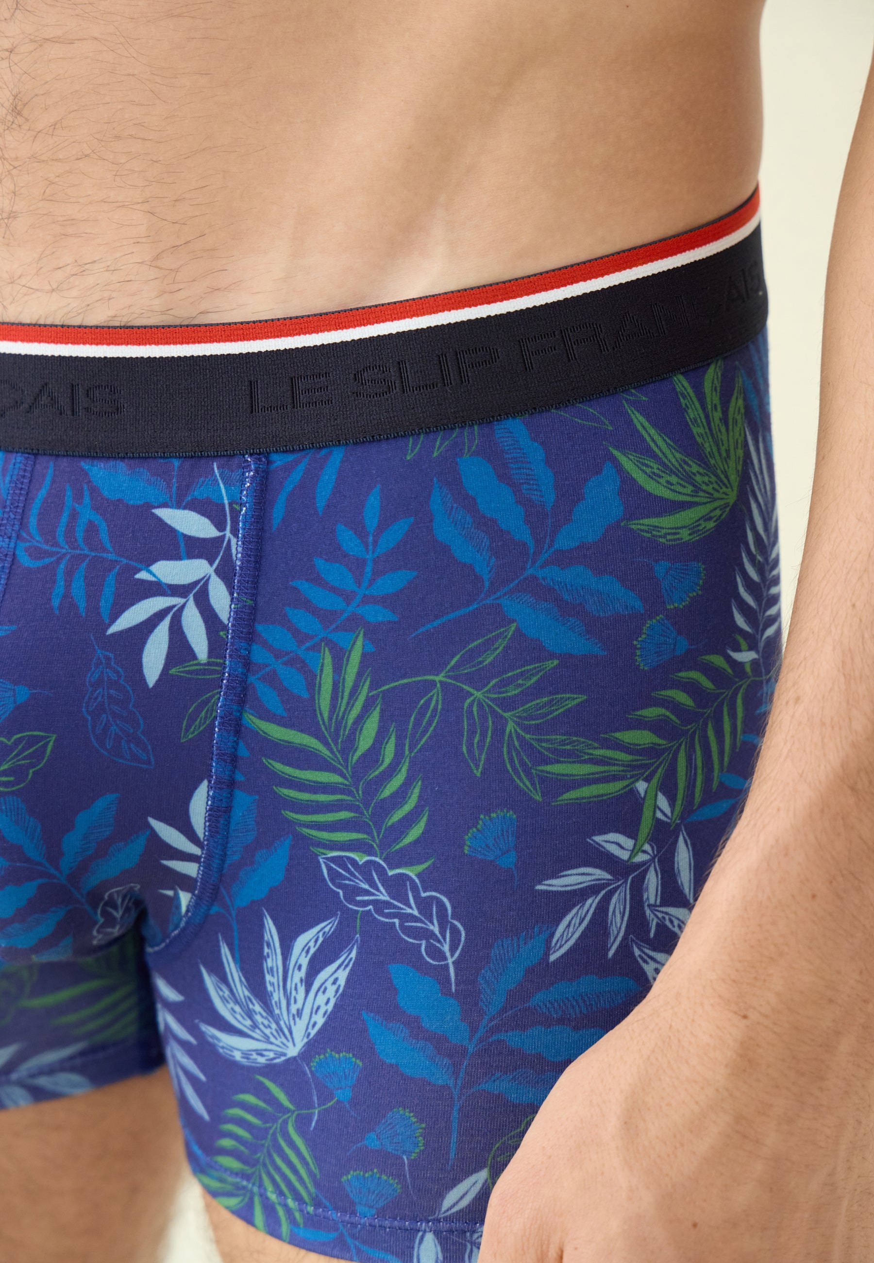 Boxer à feuilles indigo en coton - Marius Sous Bois Indigo