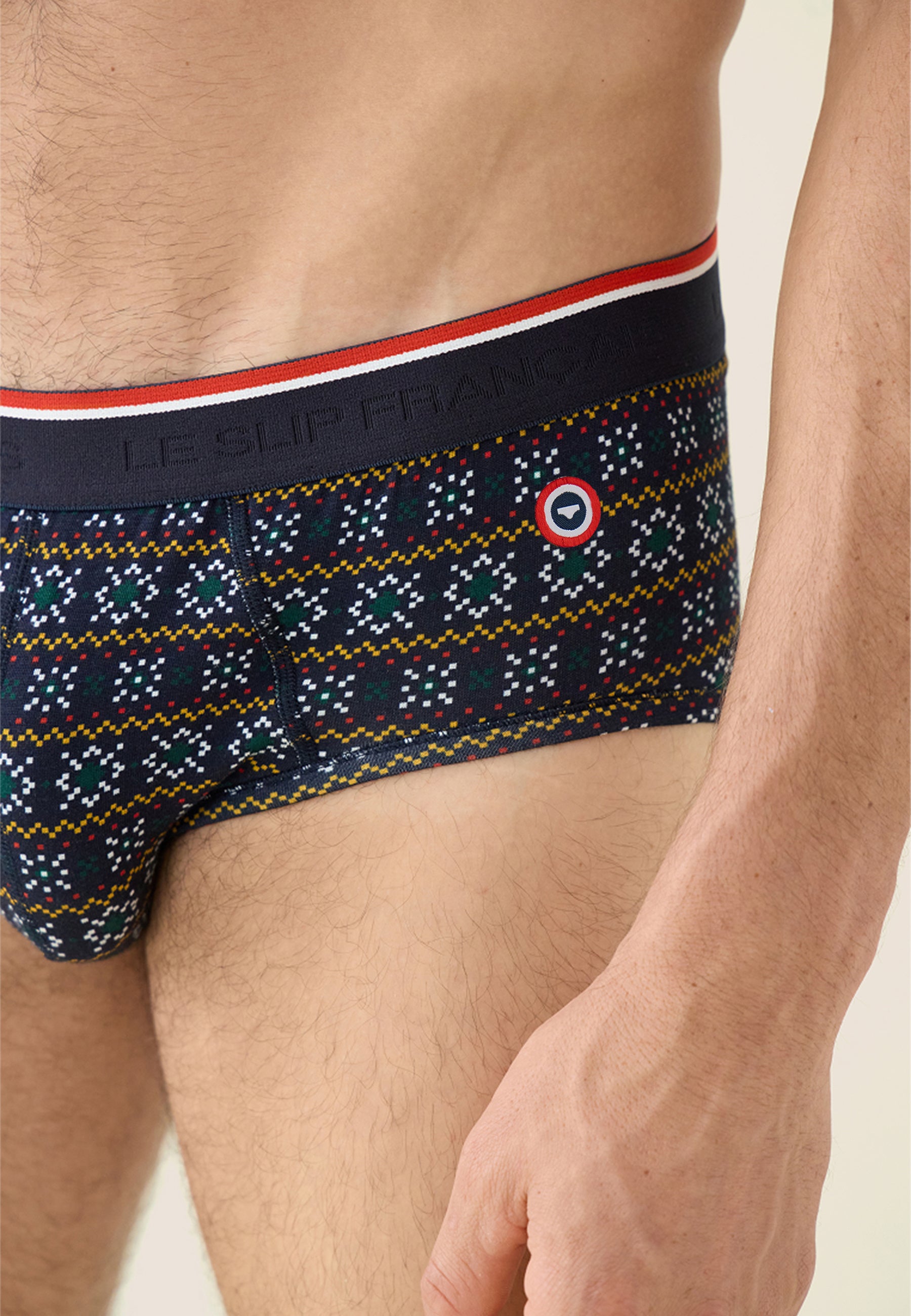 Fir green snowflake print cotton briefs - Terrible Fir Green Snowflake