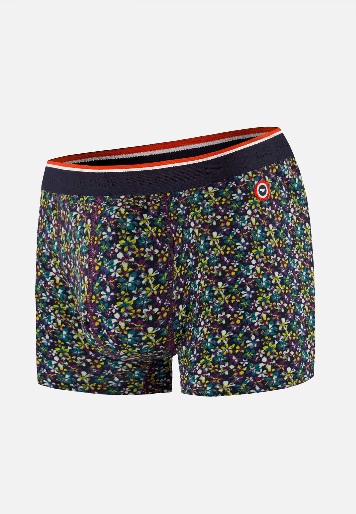 Boxer à motif bloom bleu canard en coton - Marius Bloom Bleu Canard