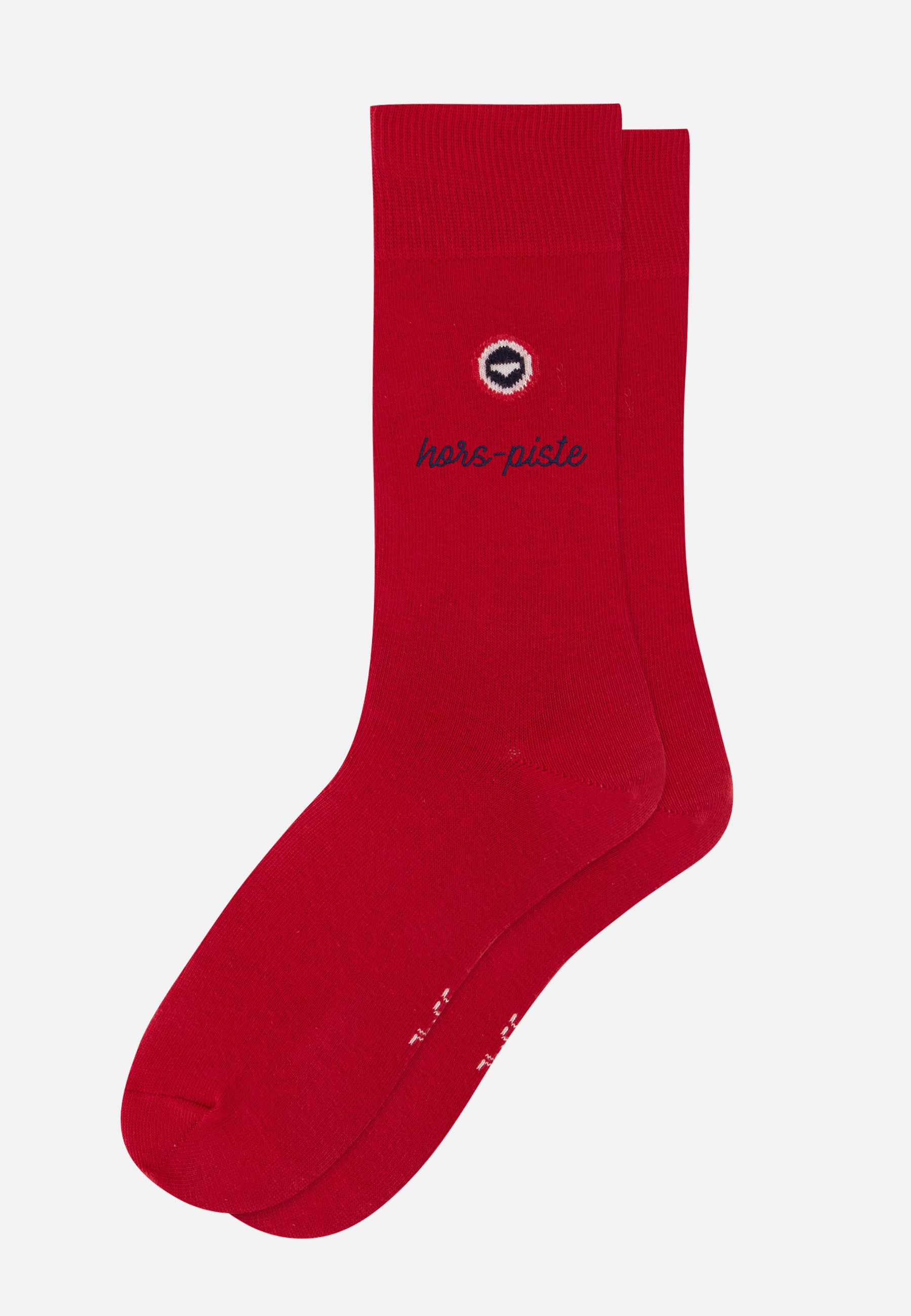 Chaussettes mi-hautes unies rouge - Robuste Rouge Brodé Hors Piste