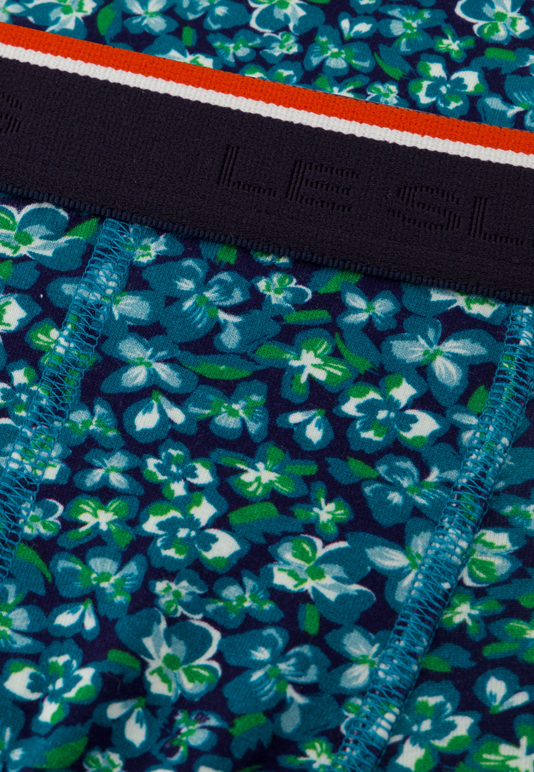 Blue floral cotton boxer shorts - Marius Hibiscus Mint Green