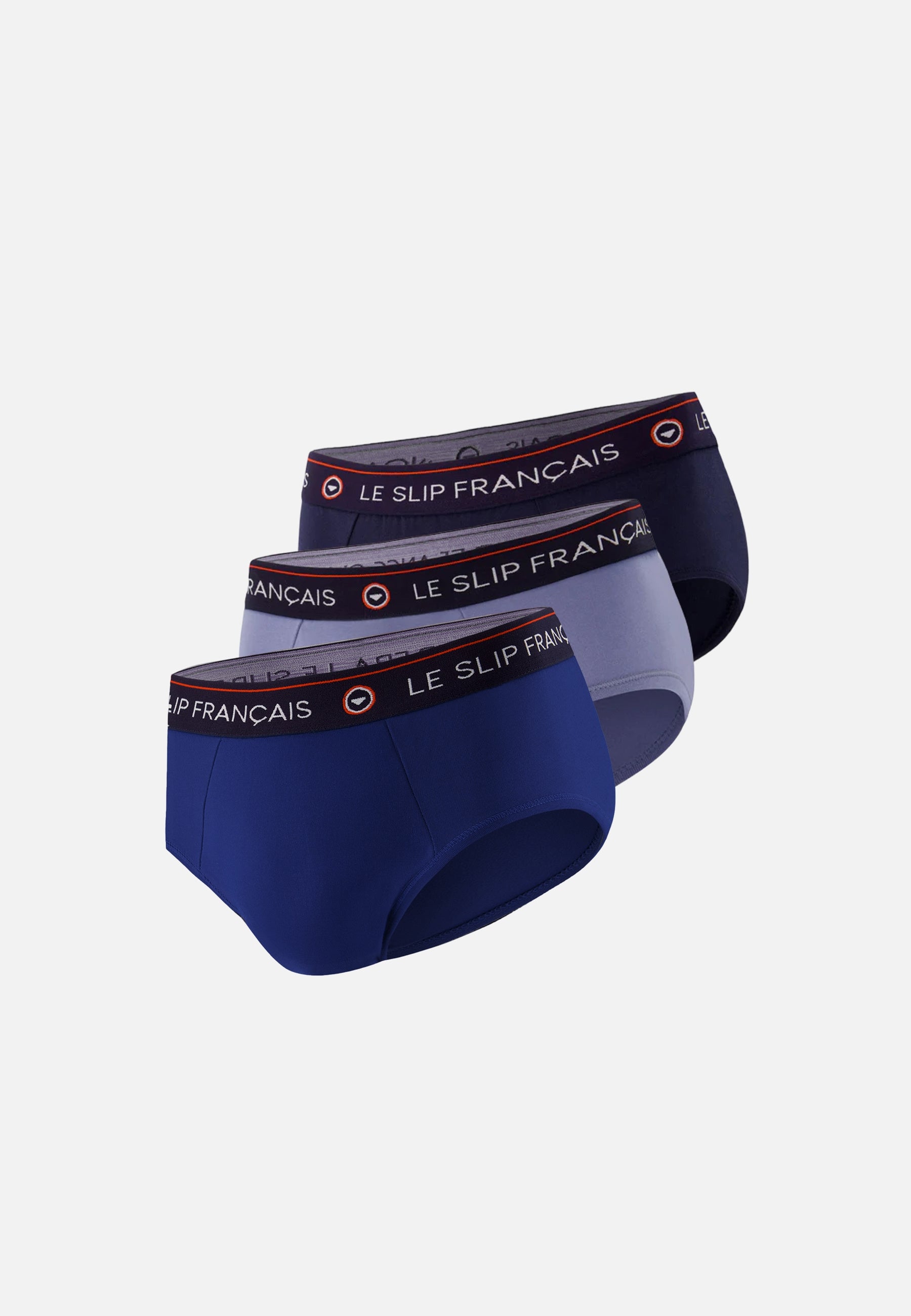 Lot de 3 slips en coton - Slips Bleu Marine, Bleu Jean et Indigo