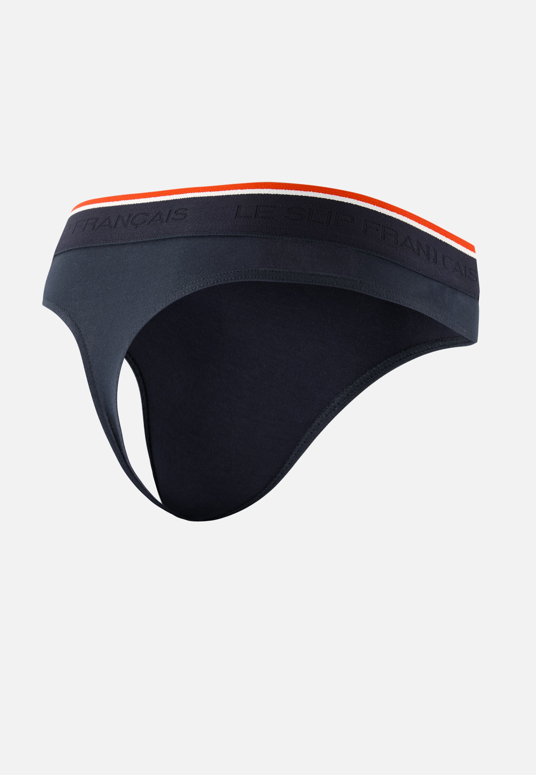Men's navy blue cotton thong - Loic Marine