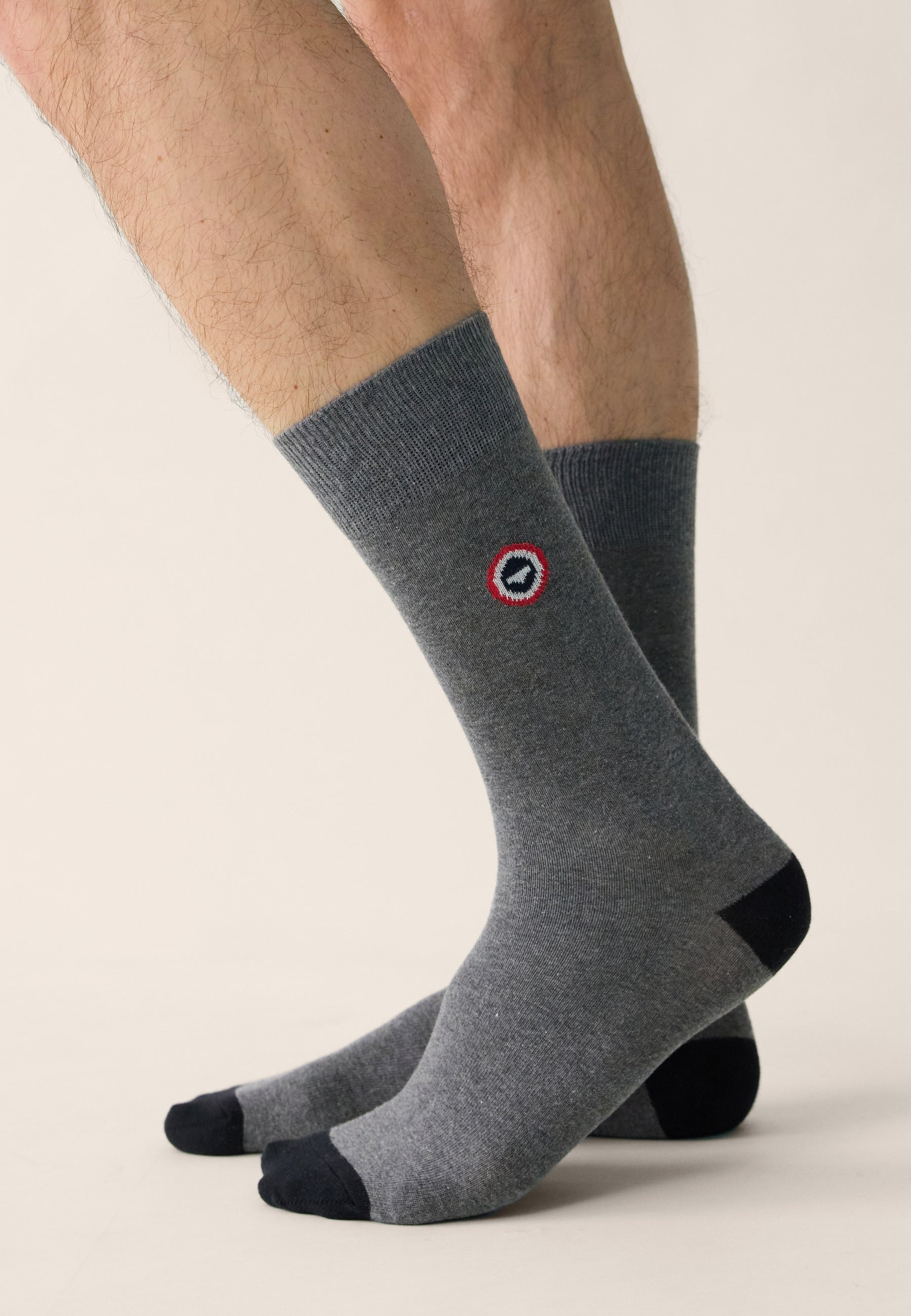 Lot de 5 chaussettes mi-hautes en coton - Chaussettes Marine Marinière Blanc Bicolore Gris