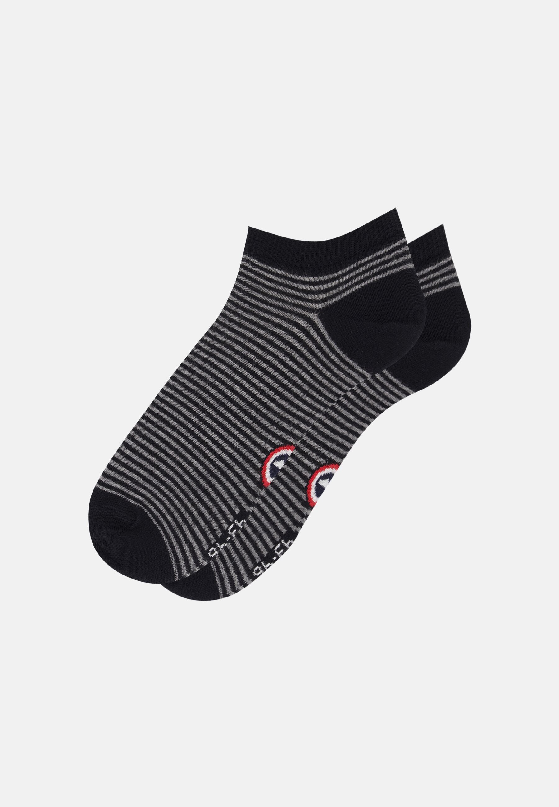 Socquettes marinière noir et gris - Tonnerre Mariniere Noir Gris